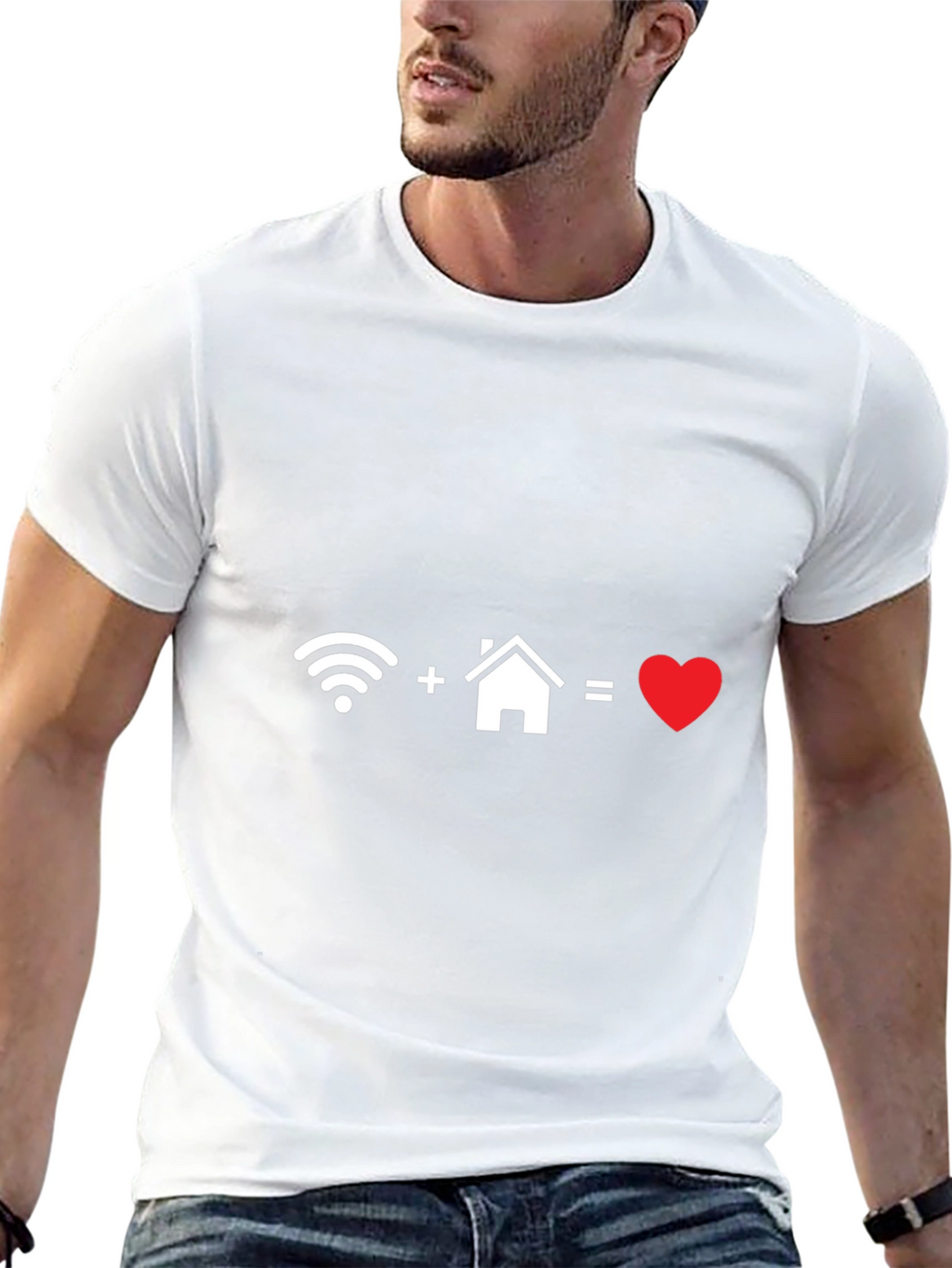 Wifi + Home = Love T-Shirt Black Cotton Blend