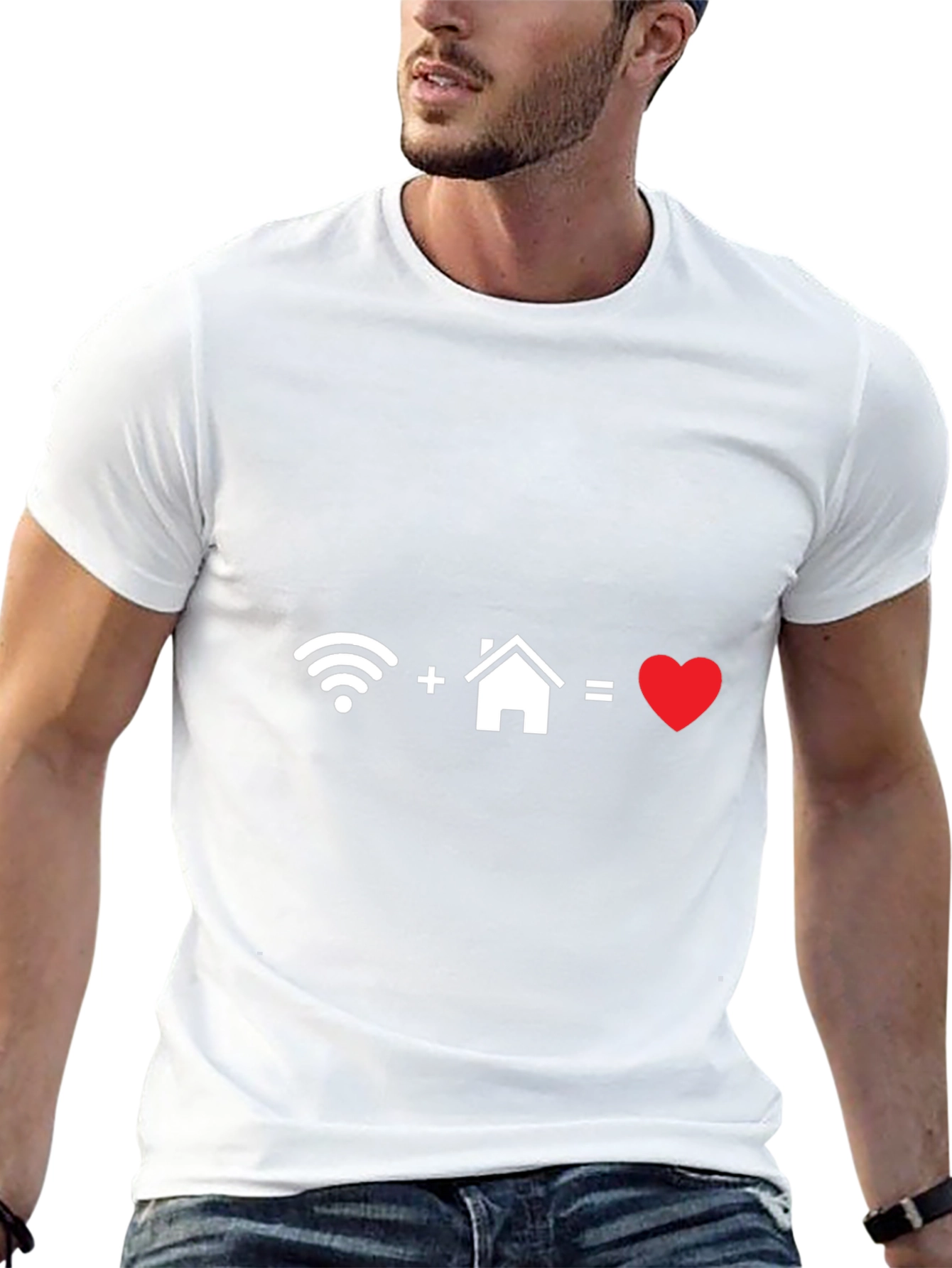 Wifi + Home = Love T-Shirt Black Cotton Blend