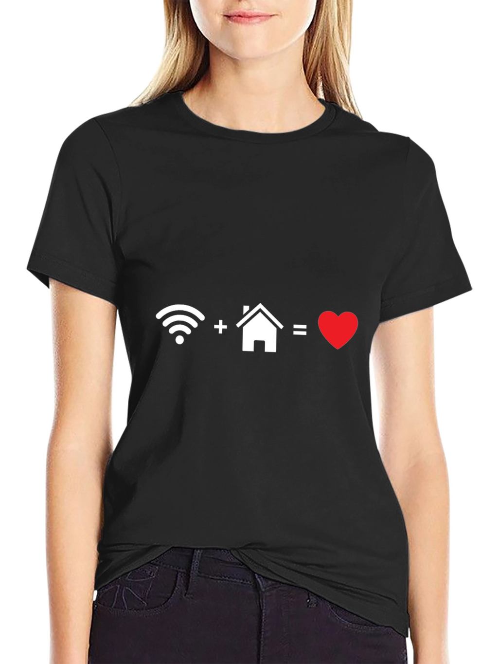Wifi + Home = Love T-Shirt Black Cotton Blend