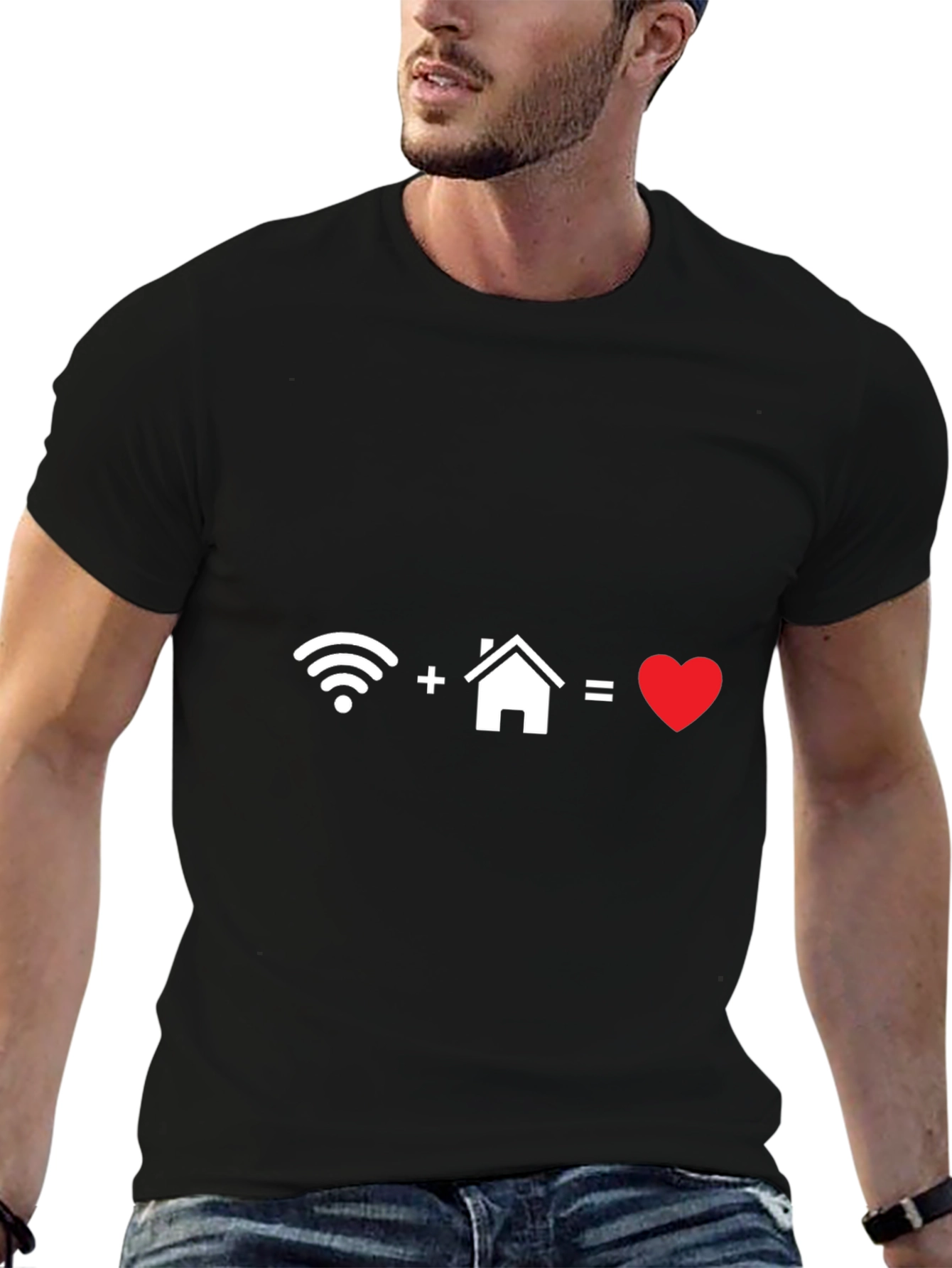 Wifi + Home = Love T-Shirt Black Cotton Blend