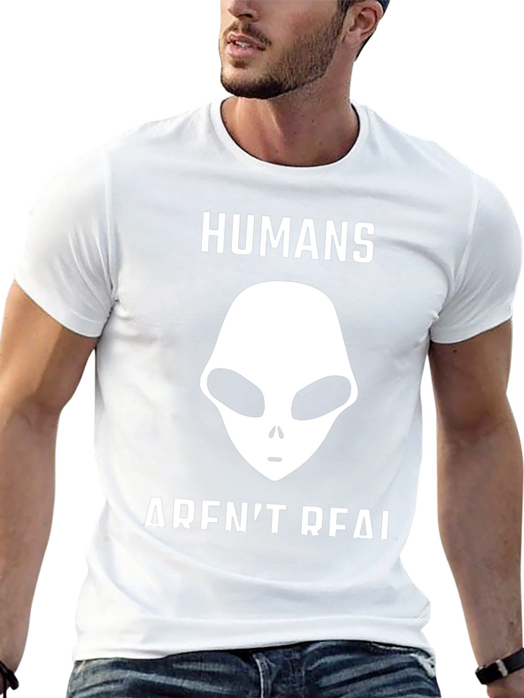 Humans Arent Real Alien Graphic T-Shirt - Conspiracy Tee
