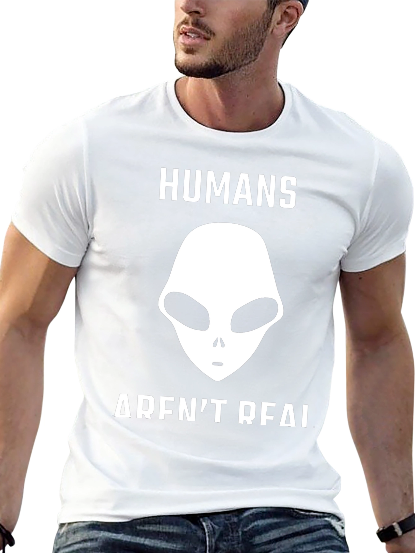 Humans Arent Real Alien Graphic T-Shirt - Conspiracy Tee