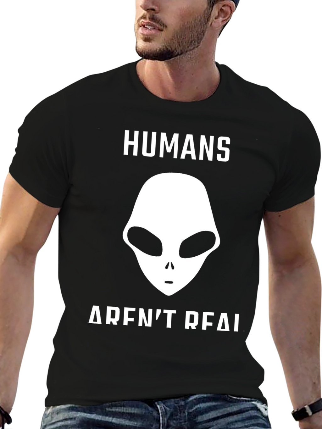 Humans Arent Real Alien Graphic T-Shirt - Conspiracy Tee
