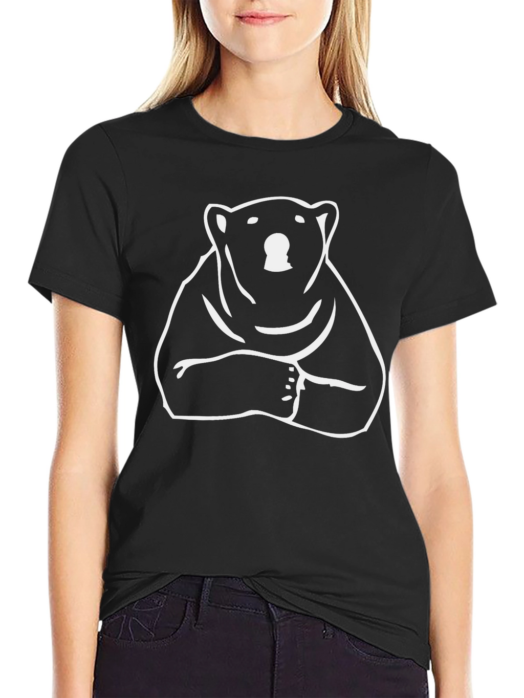 Cool Bear Graphic Tee - Black Cotton Blend T-Shirt