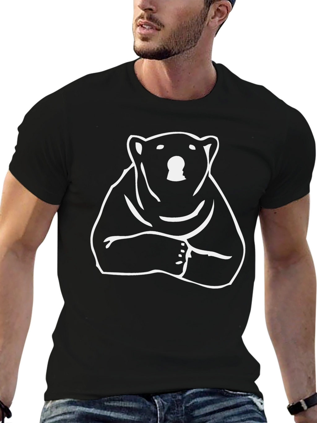 Cool Bear Graphic Tee - Black Cotton Blend T-Shirt
