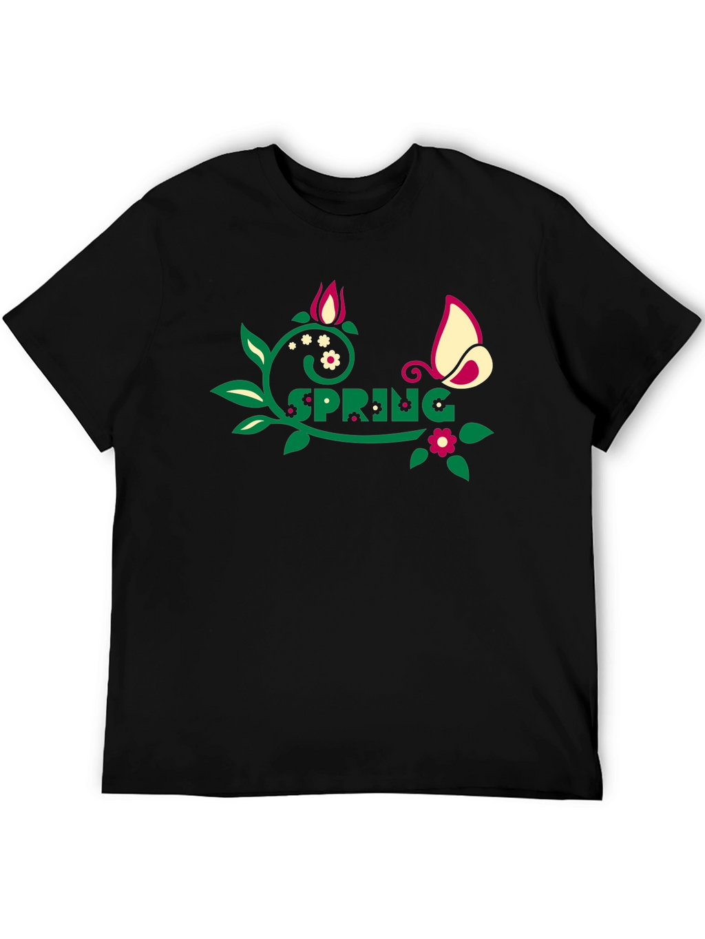 Spring Graphic Tee - Floral Butterfly Design