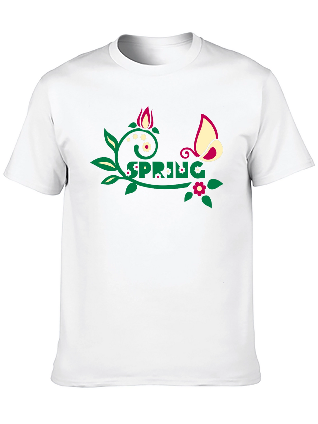 Spring Graphic Tee - Floral Butterfly Design
