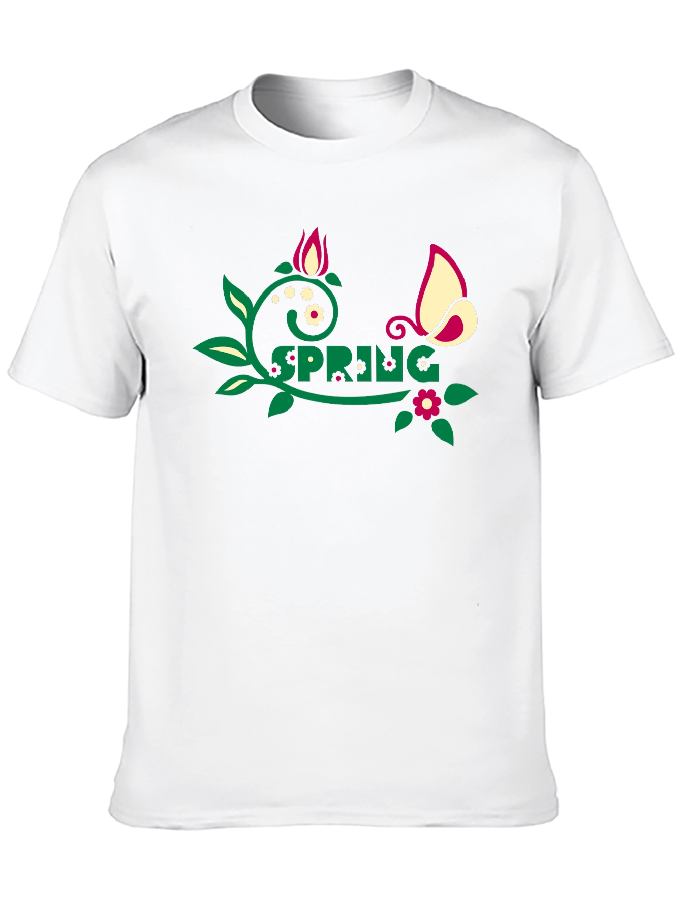 Spring Graphic Tee - Floral Butterfly Design