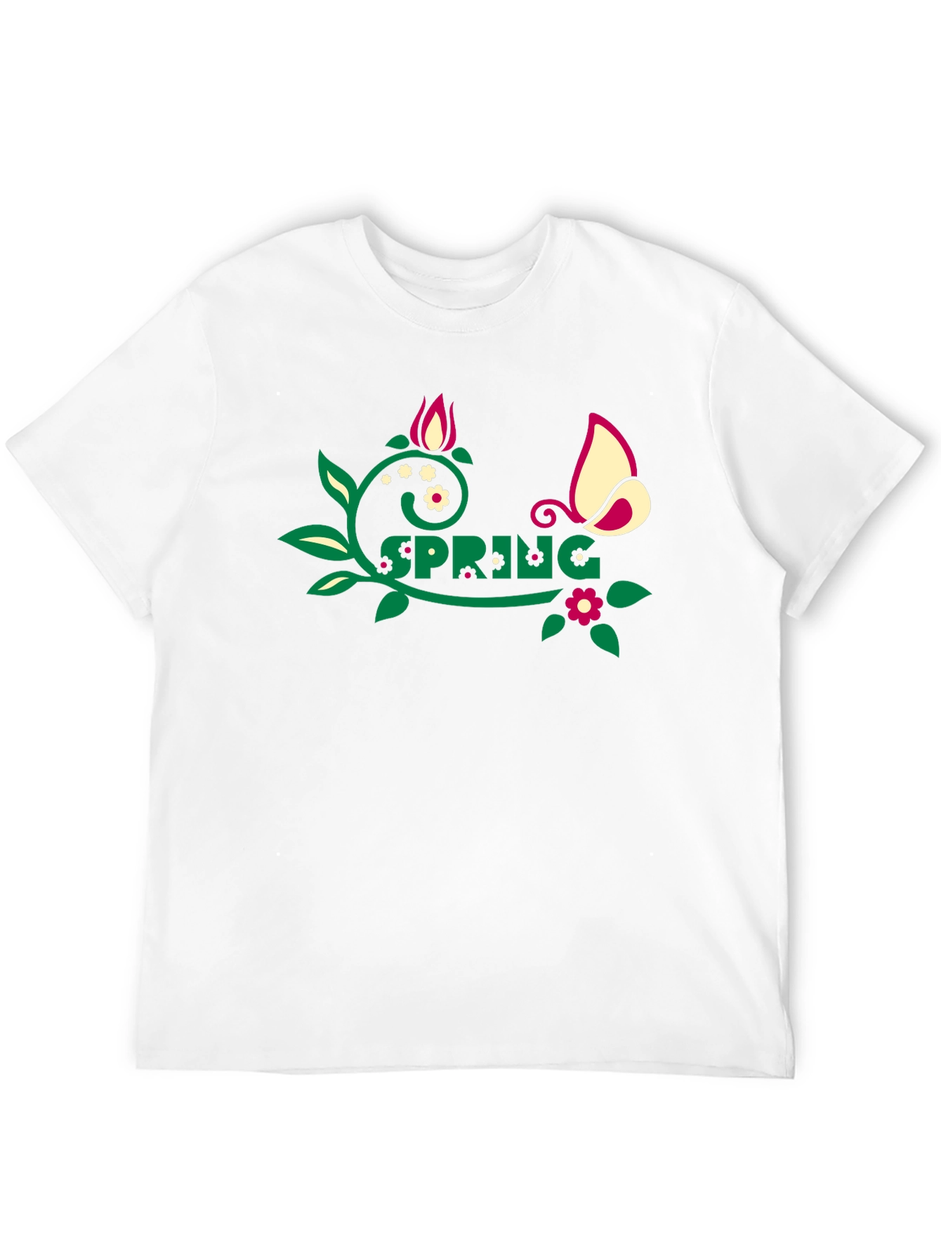 Spring Graphic Tee - Floral Butterfly Design