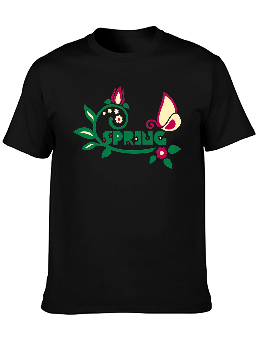 Spring Graphic Tee - Floral Butterfly Design