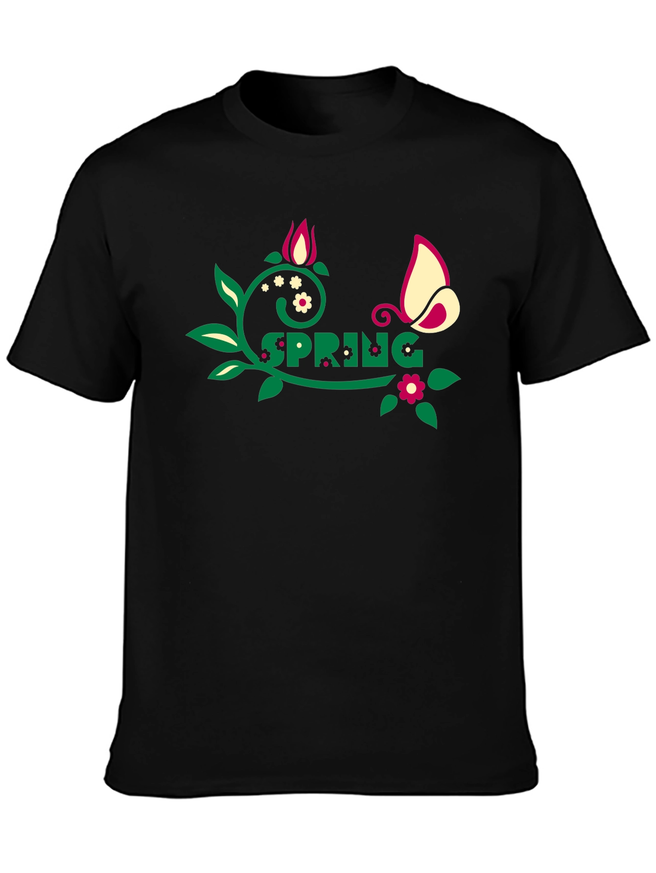 Spring Graphic Tee - Floral Butterfly Design