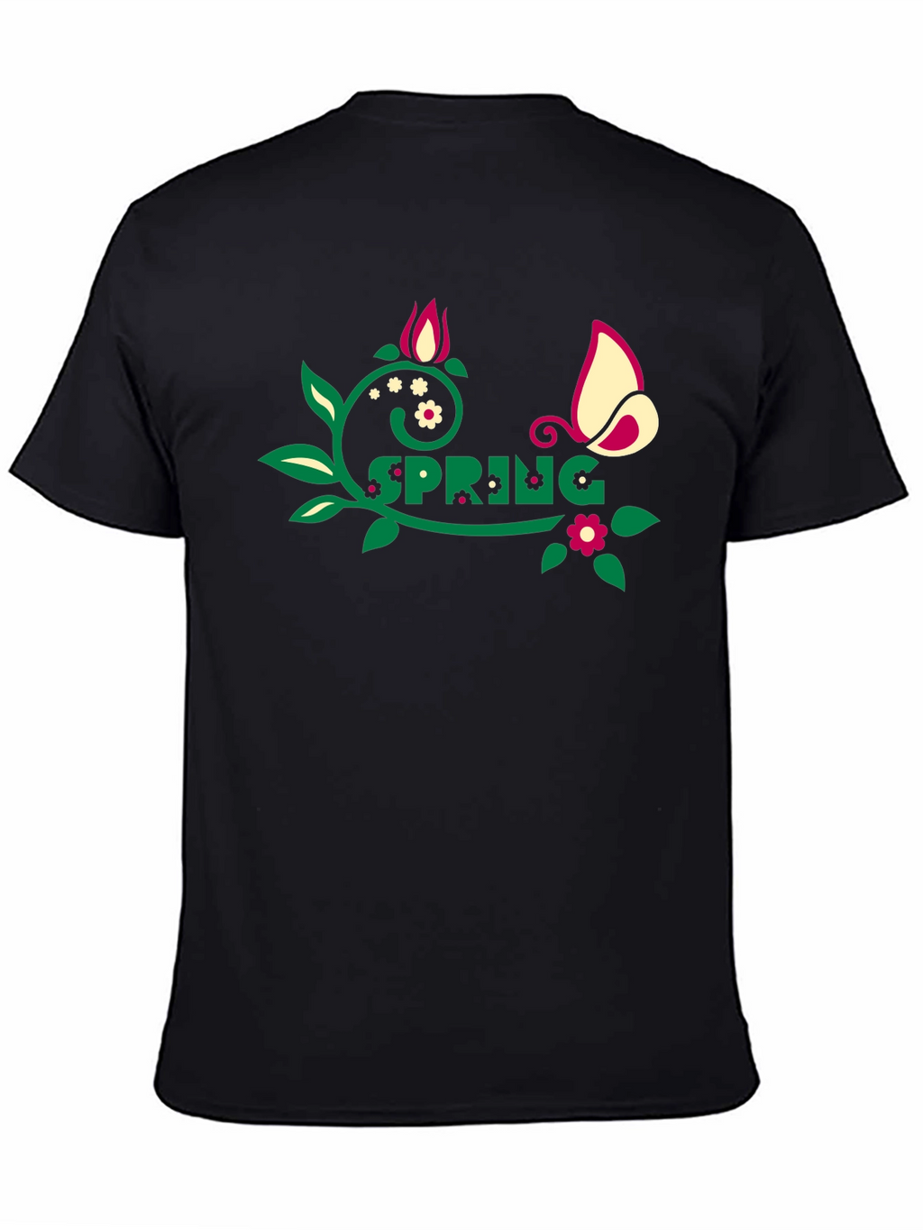 Spring Graphic Tee - Floral Butterfly Design