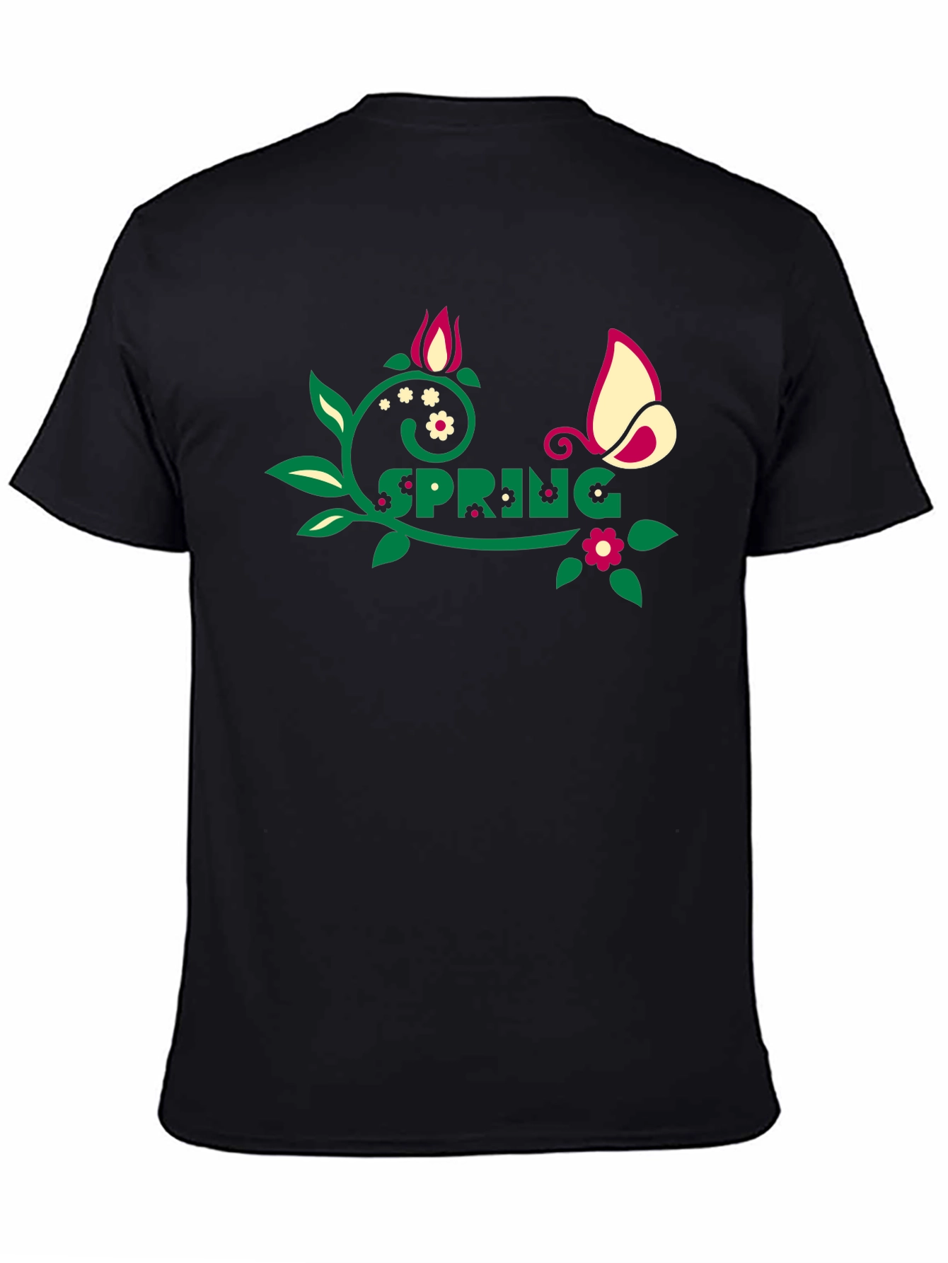Spring Graphic Tee - Floral Butterfly Design