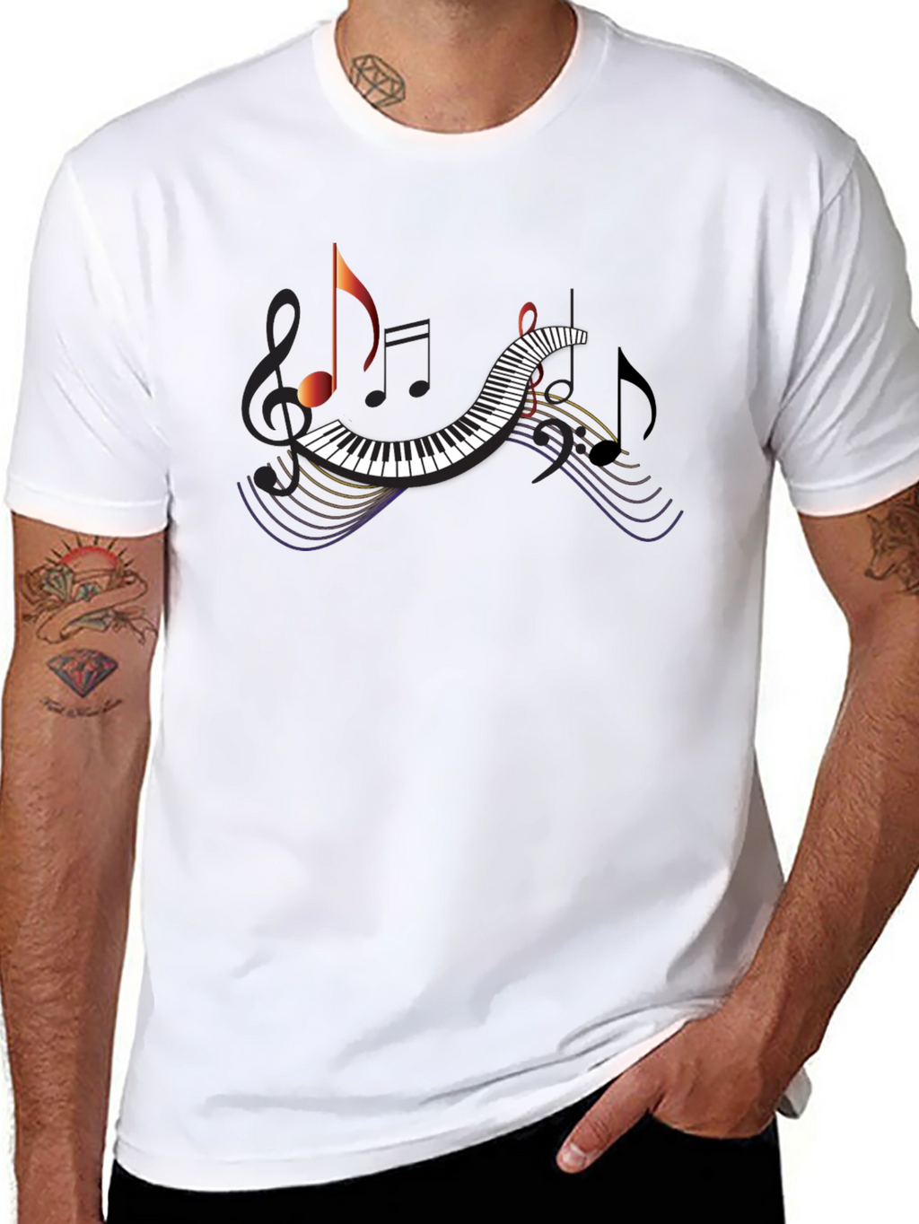 Musical Note Piano T-Shirt - Black