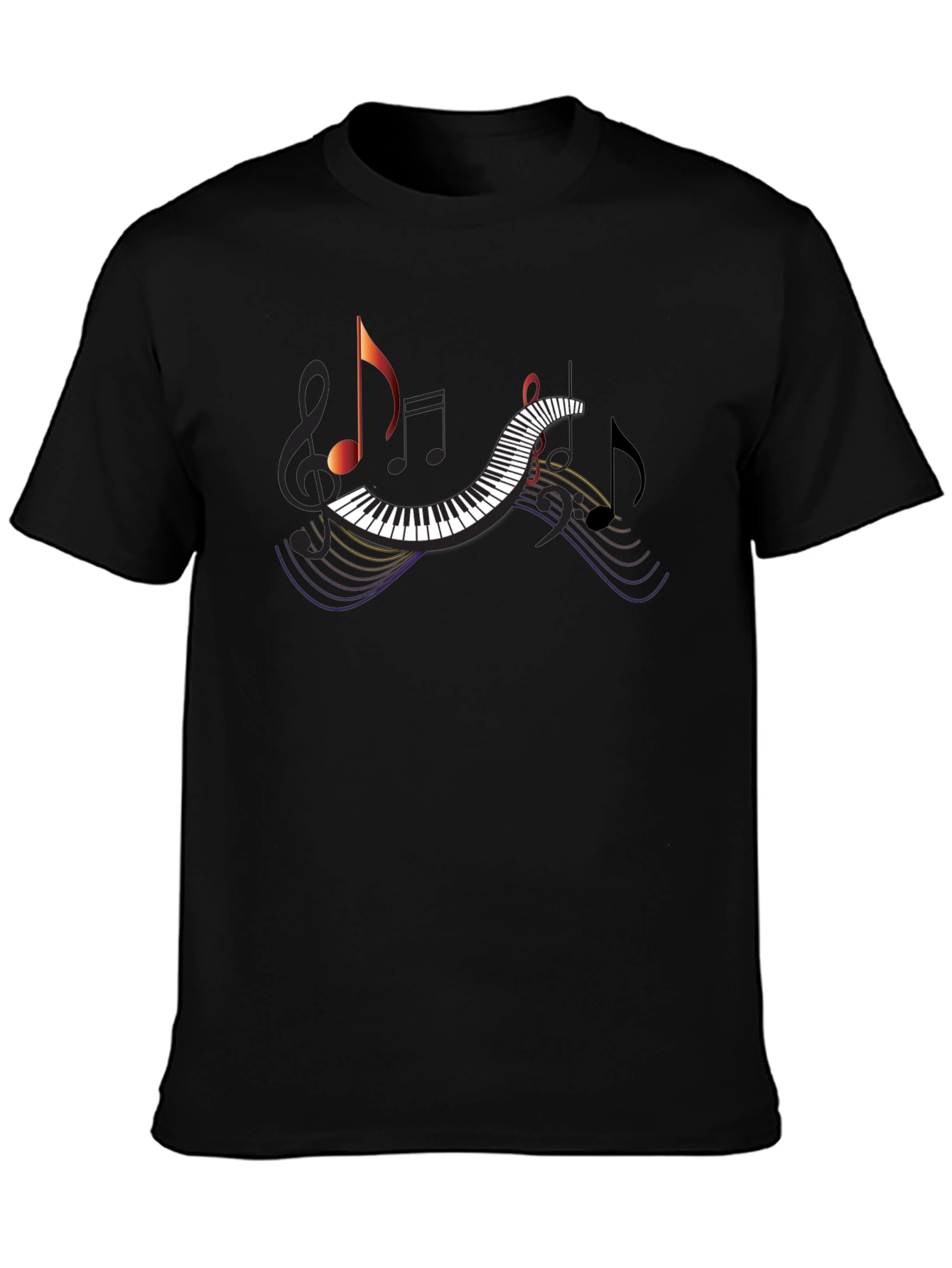 Musical Note Piano T-Shirt - Black