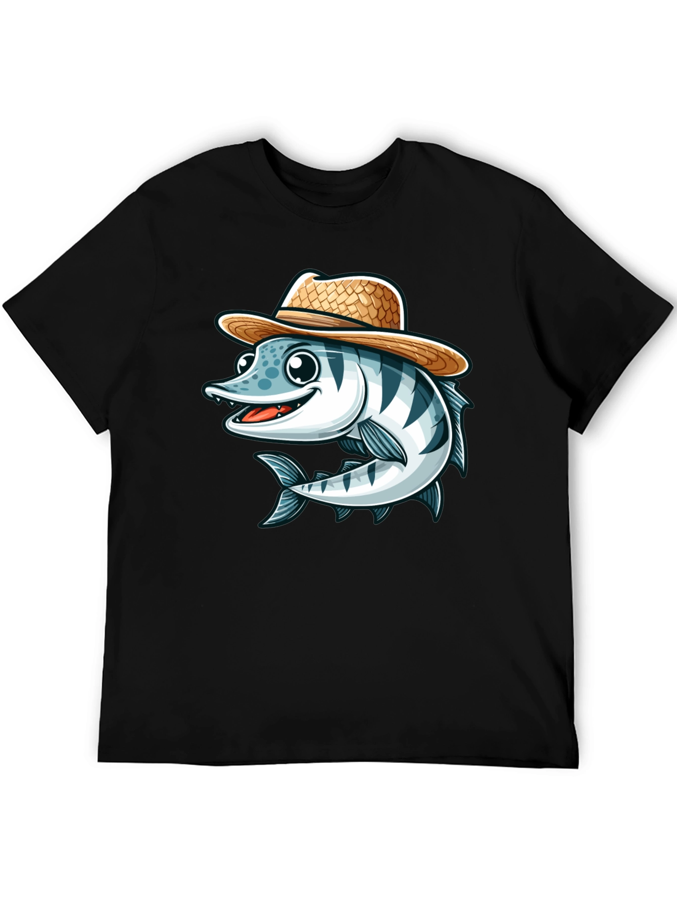 Cartoon Fish with Straw Hat T-Shirt