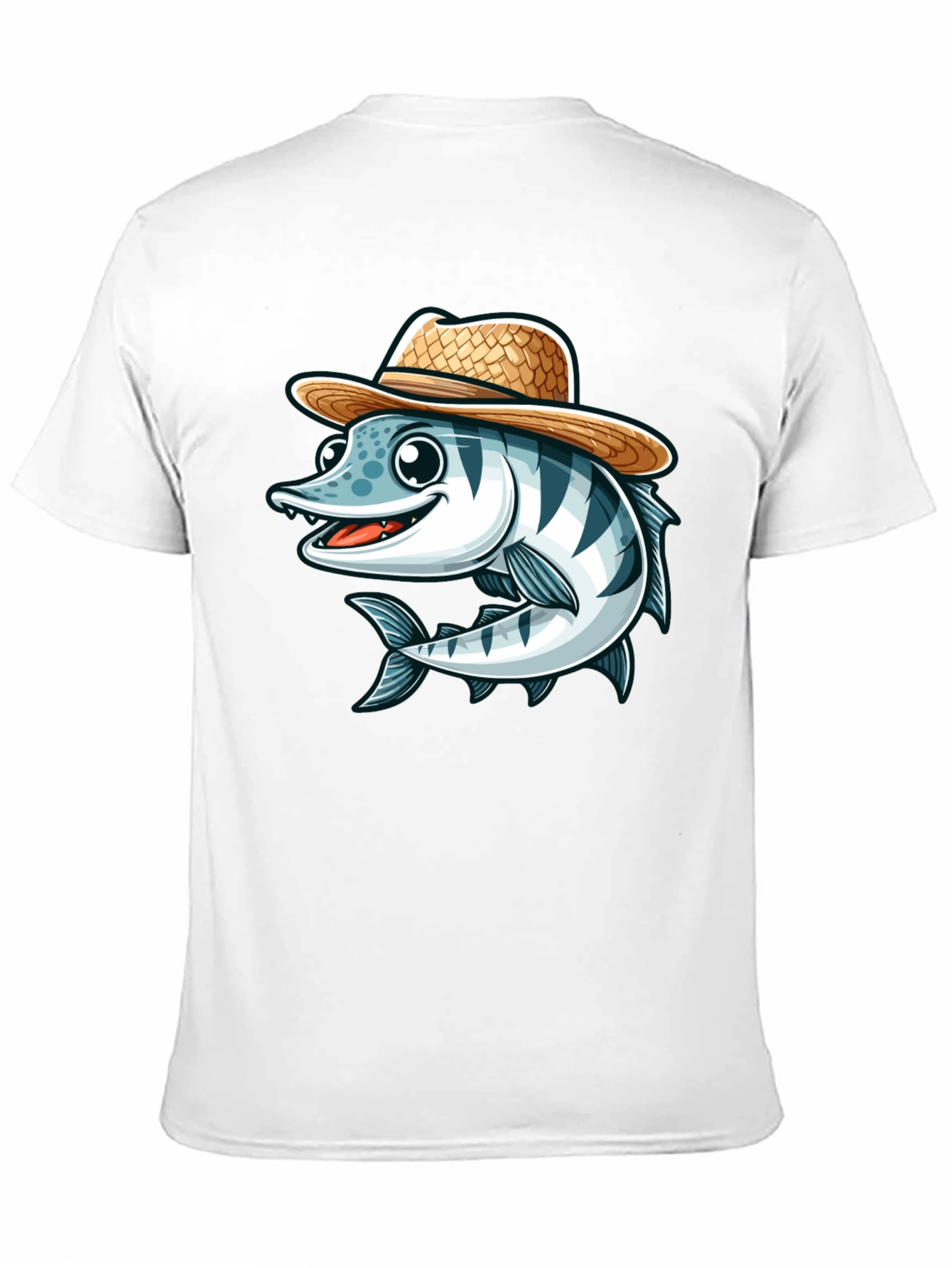 Cartoon Fish with Straw Hat T-Shirt