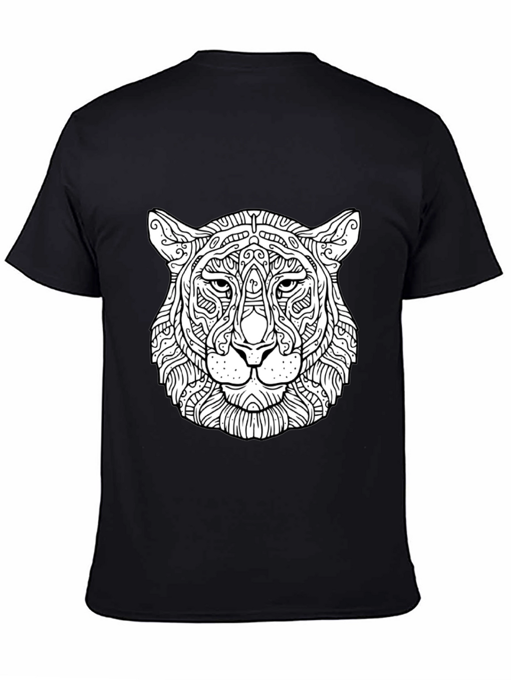 Abstract Tiger Head Graphic Black T-Shirt