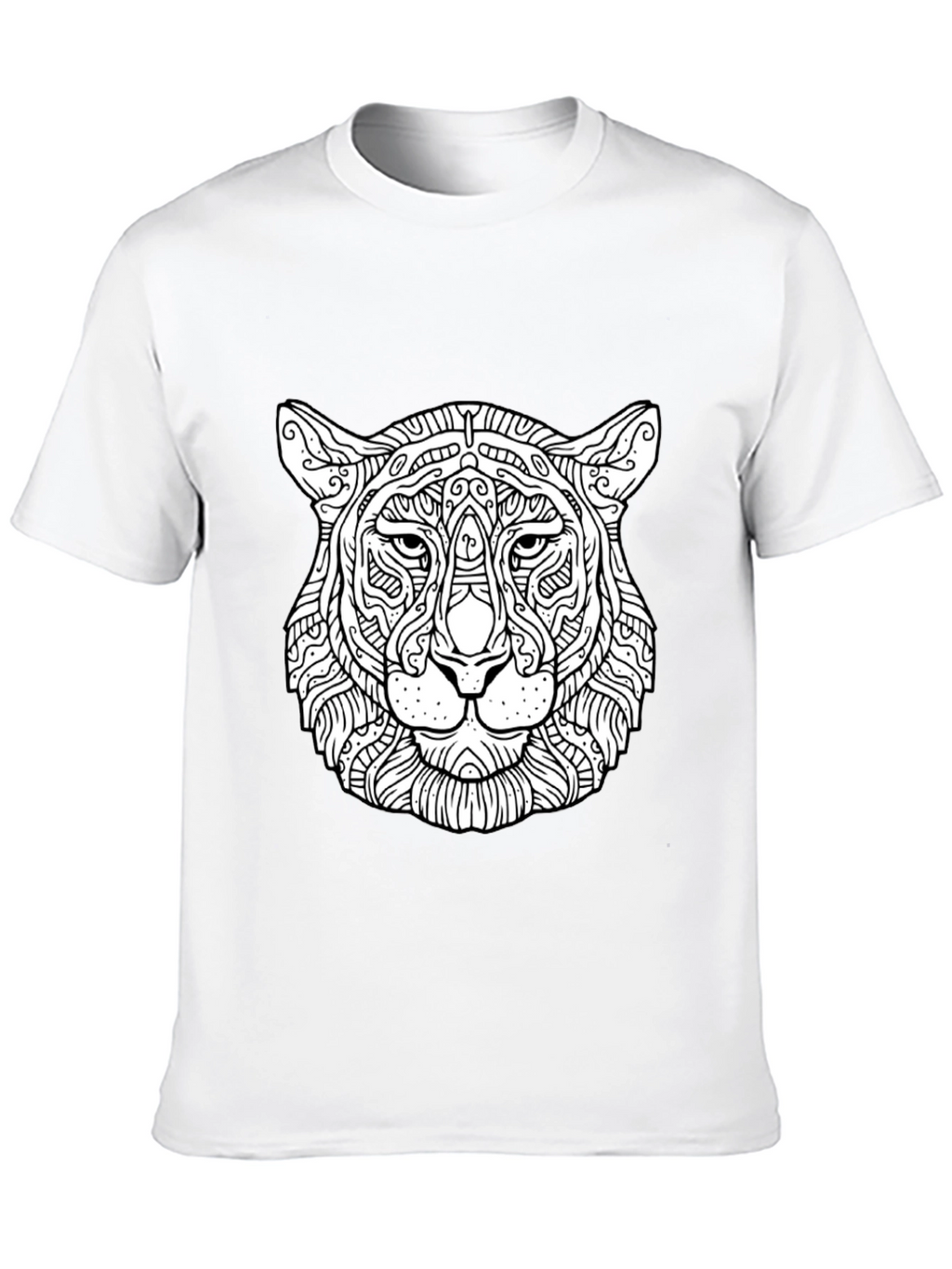 Abstract Tiger Head Graphic Black T-Shirt