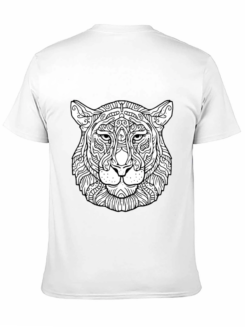 Abstract Tiger Head Graphic Black T-Shirt