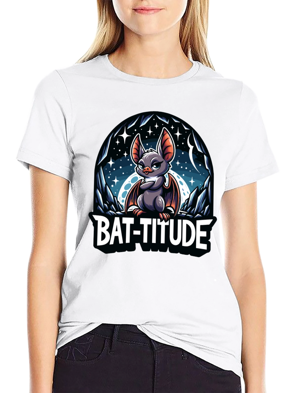 Bat-Titude Cartoon Graphic Tee