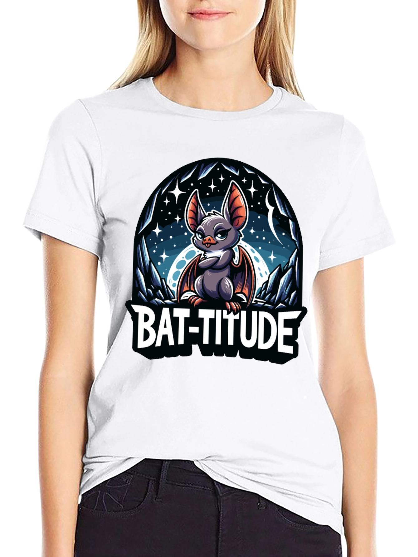 Bat-Titude Cartoon Graphic Tee