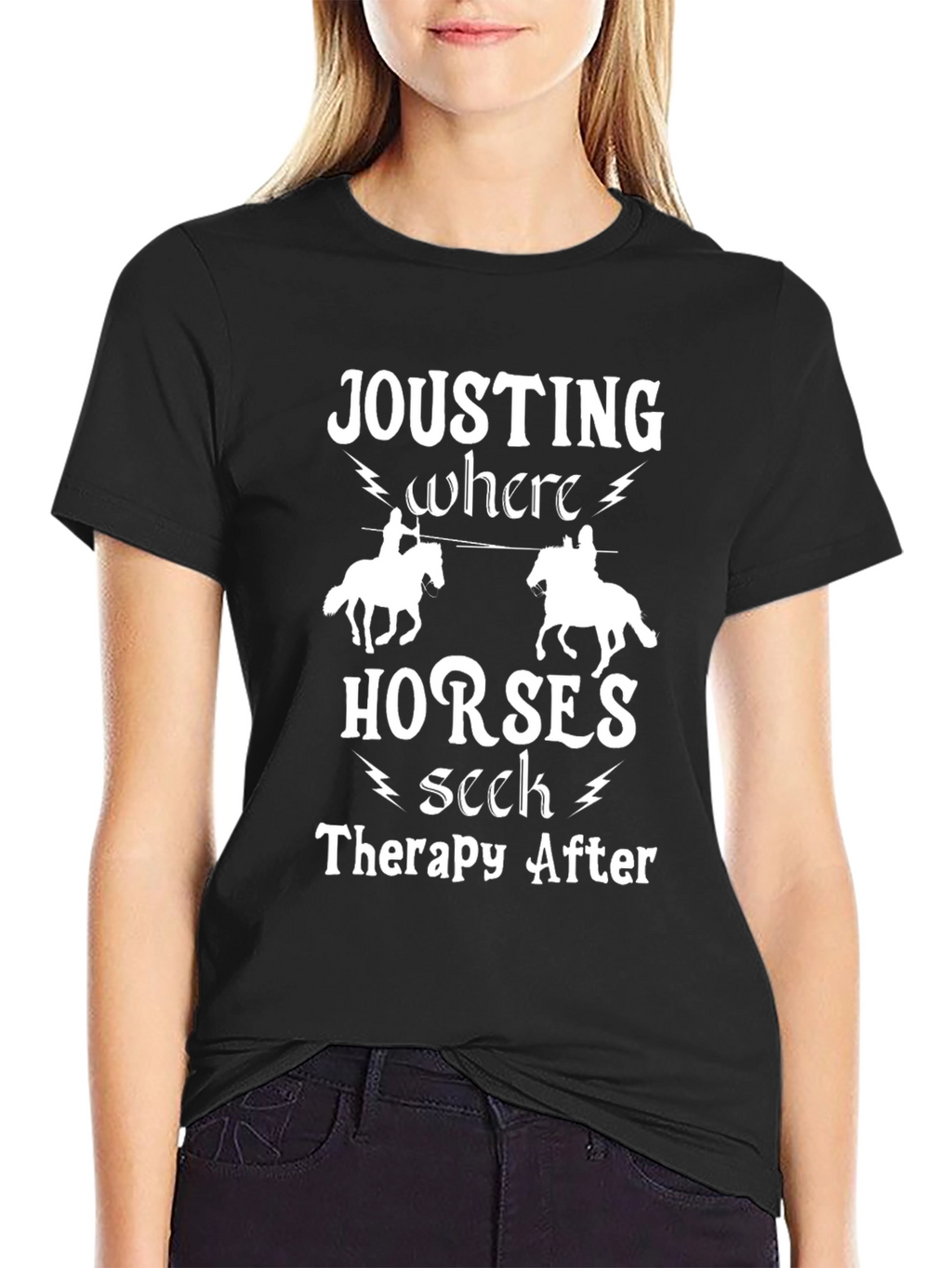 Jousting Horses Therapy Black Tee