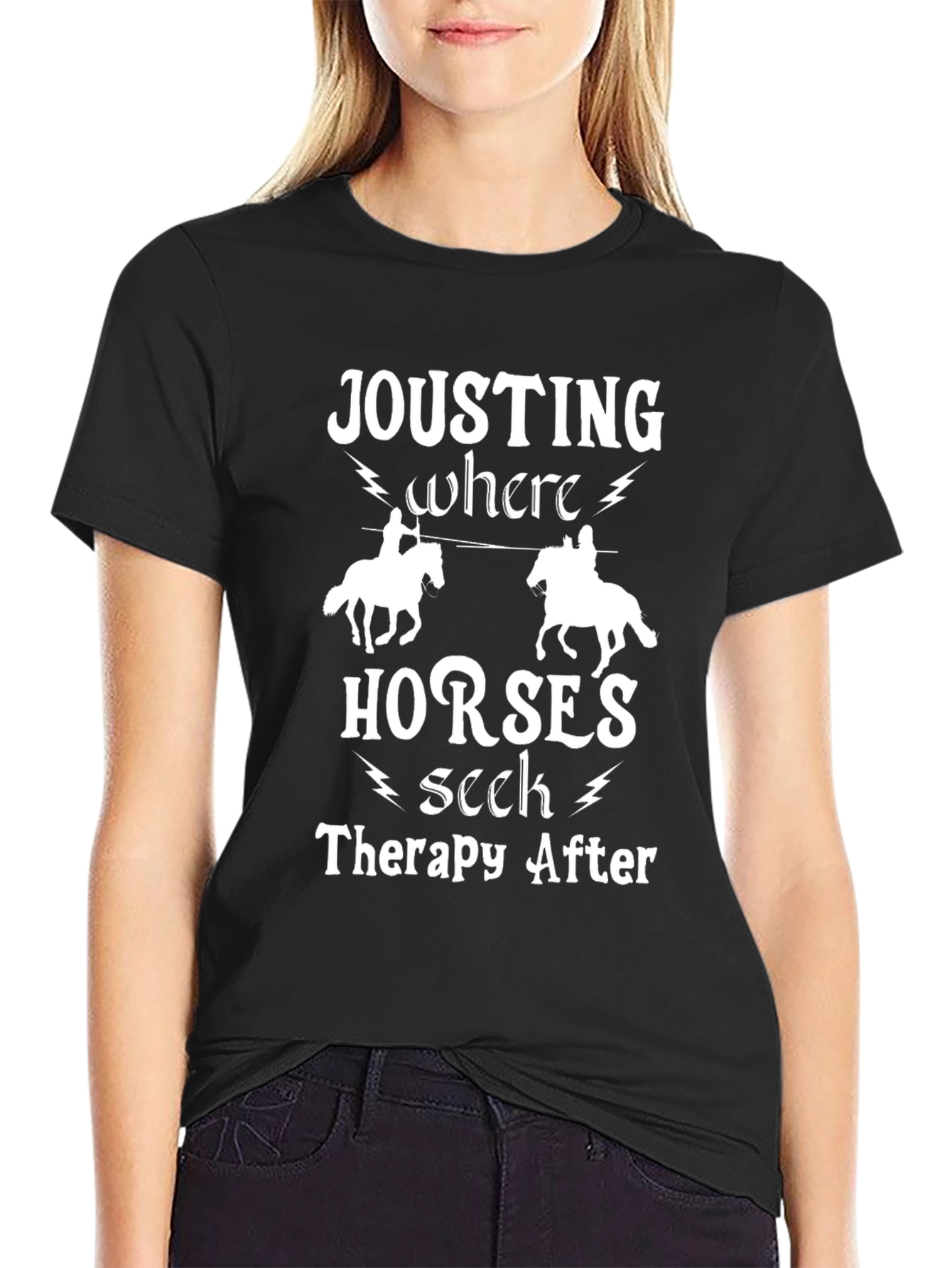 Jousting Horses Therapy Black Tee