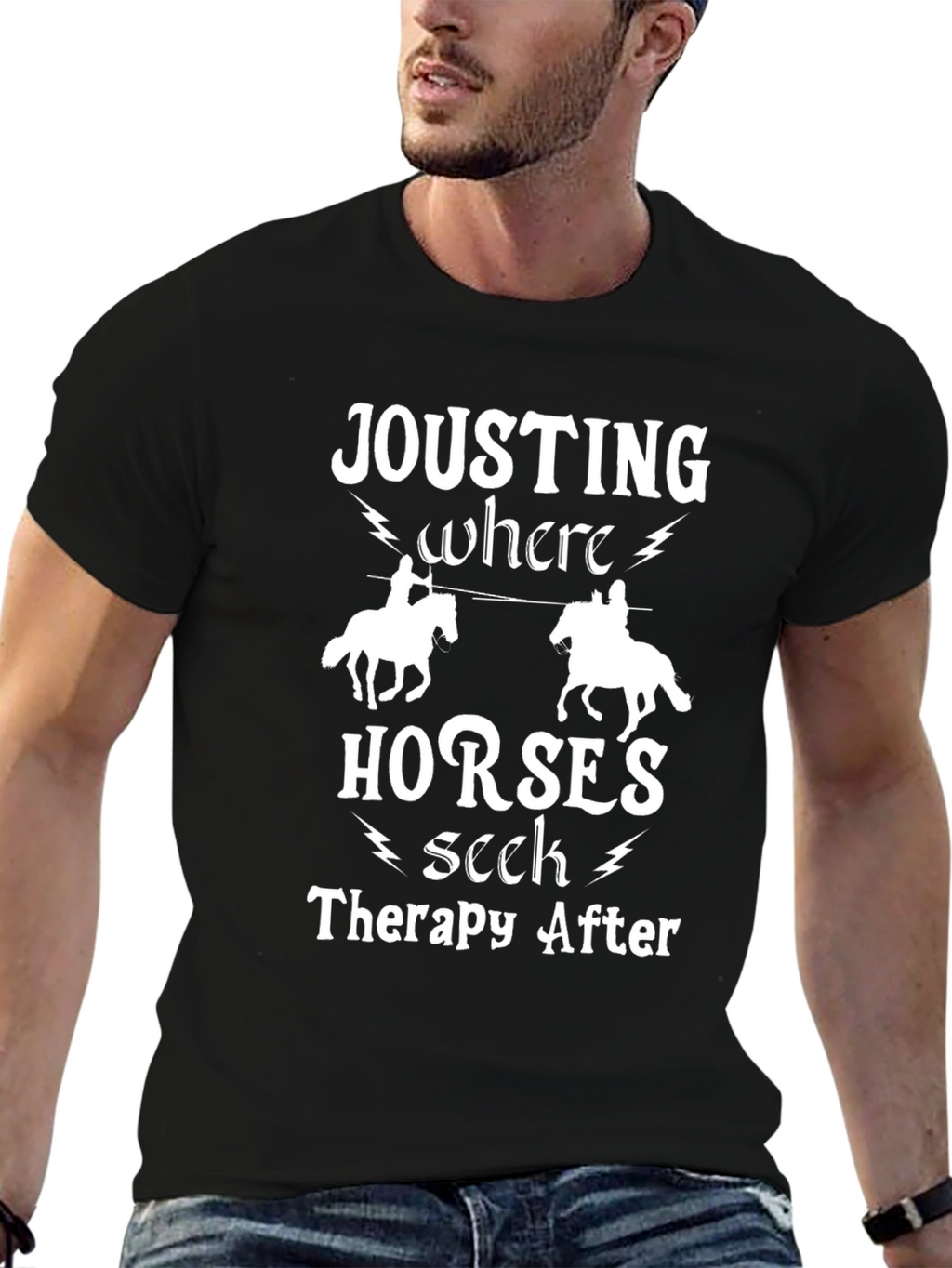 Jousting Horses Therapy Black Tee
