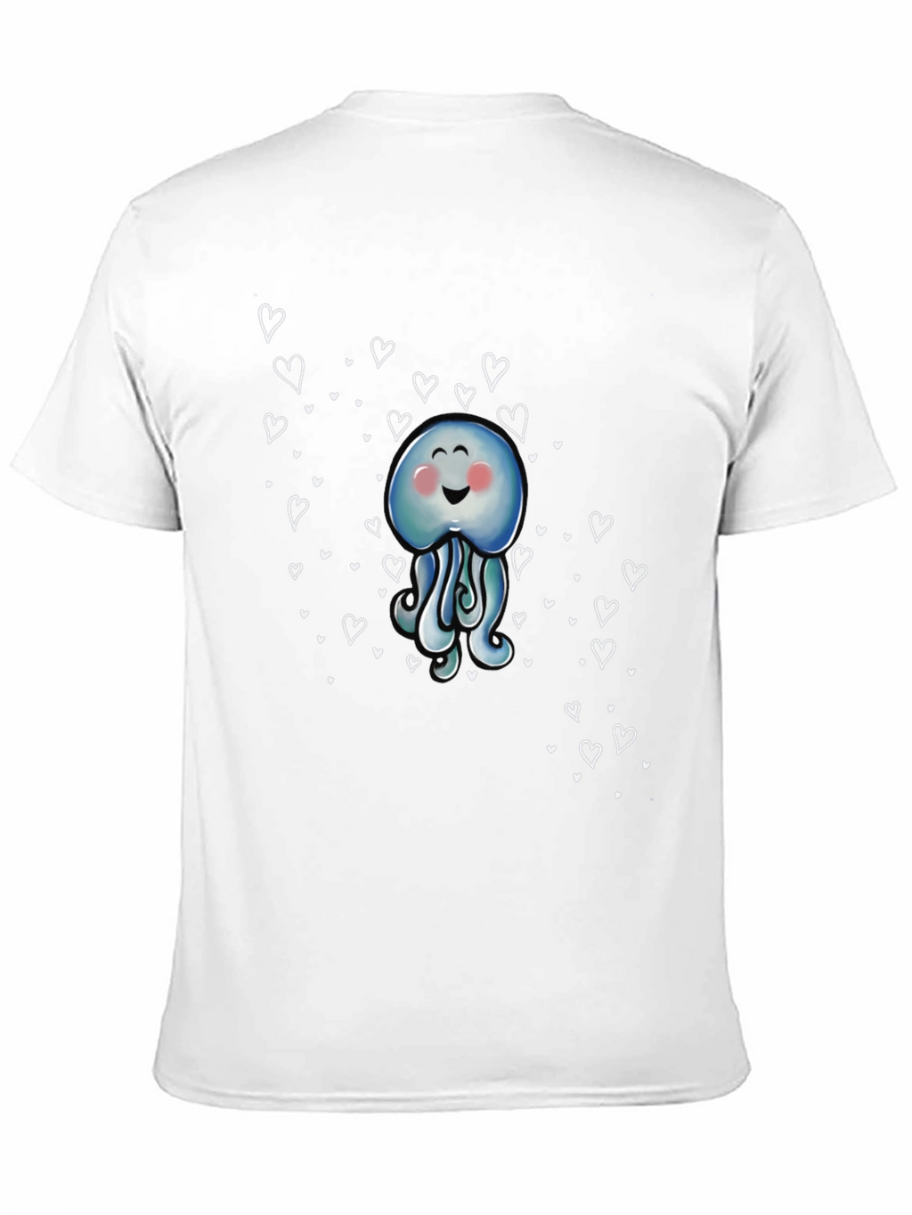 Cute Jellyfish Heart Graphic Black T-Shirt