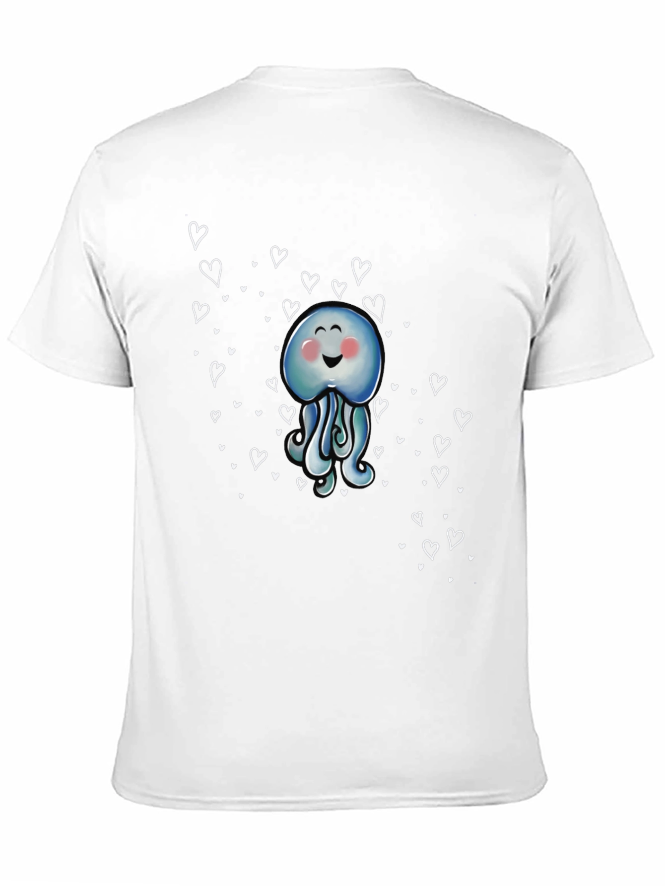 Cute Jellyfish Heart Graphic Black T-Shirt