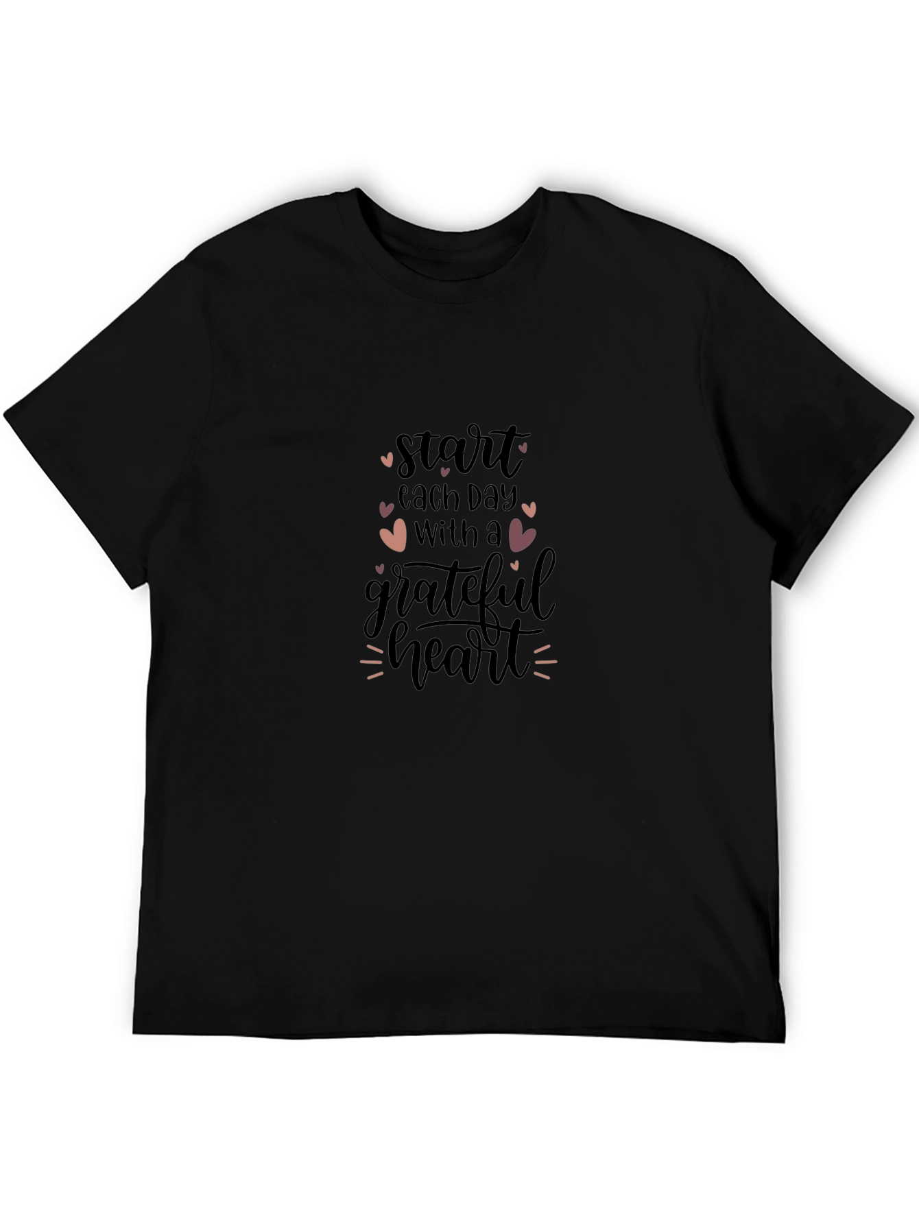Grateful Heart Graphic Black T-Shirt