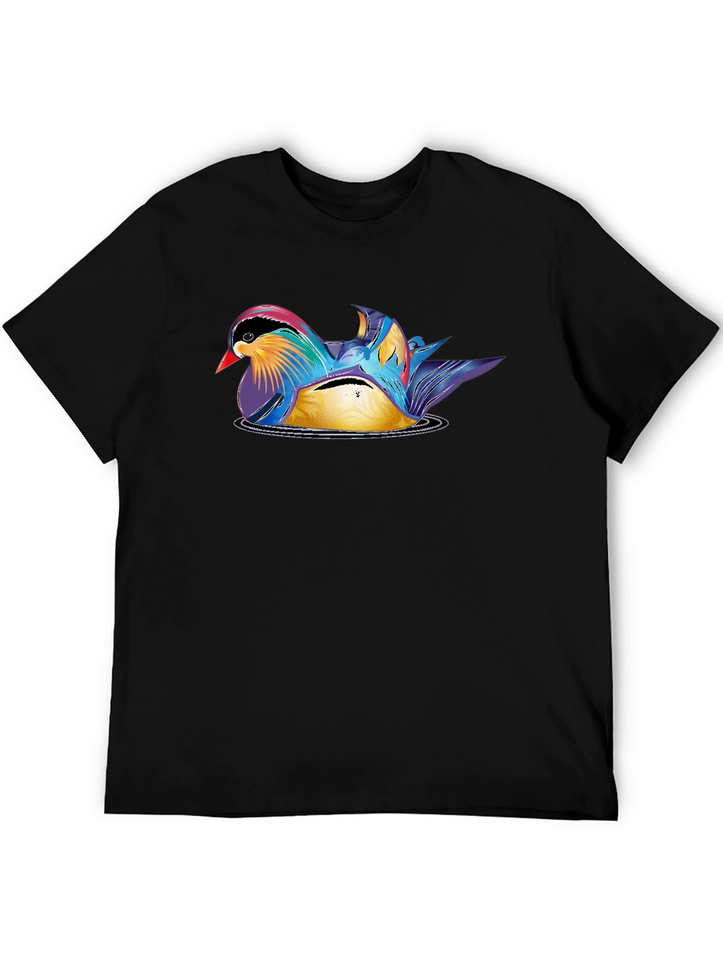 Mandarin Duck Graphic Tee - Stylish Mens Black T-Shirt