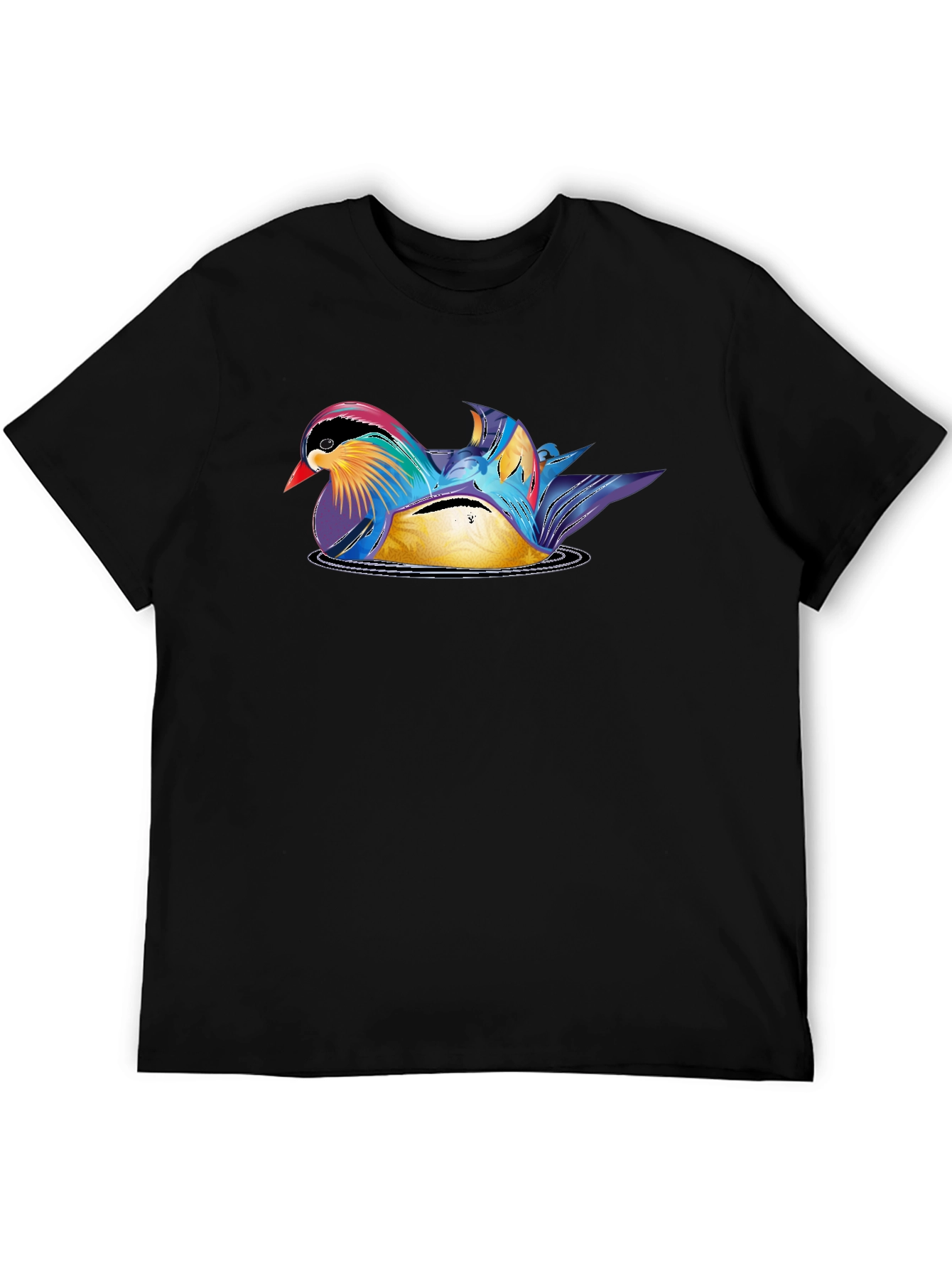 Mandarin Duck Graphic Tee - Stylish Mens Black T-Shirt