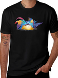 Mandarin Duck Graphic Tee - Stylish Mens Black T-Shirt