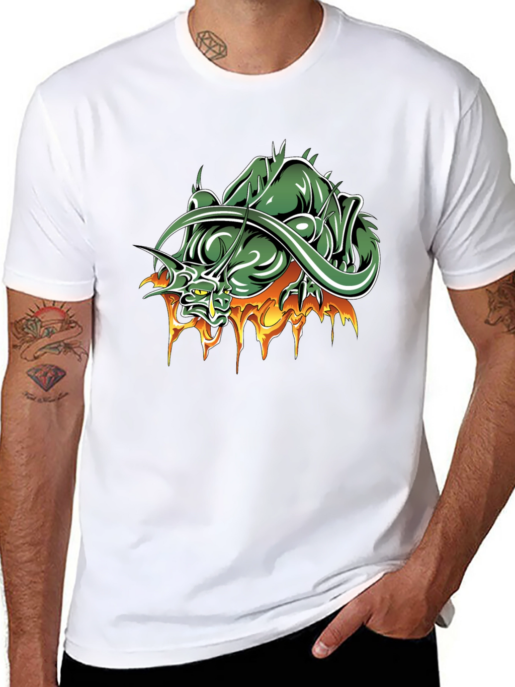 Mens Black T-Shirt with Dragon Graphic