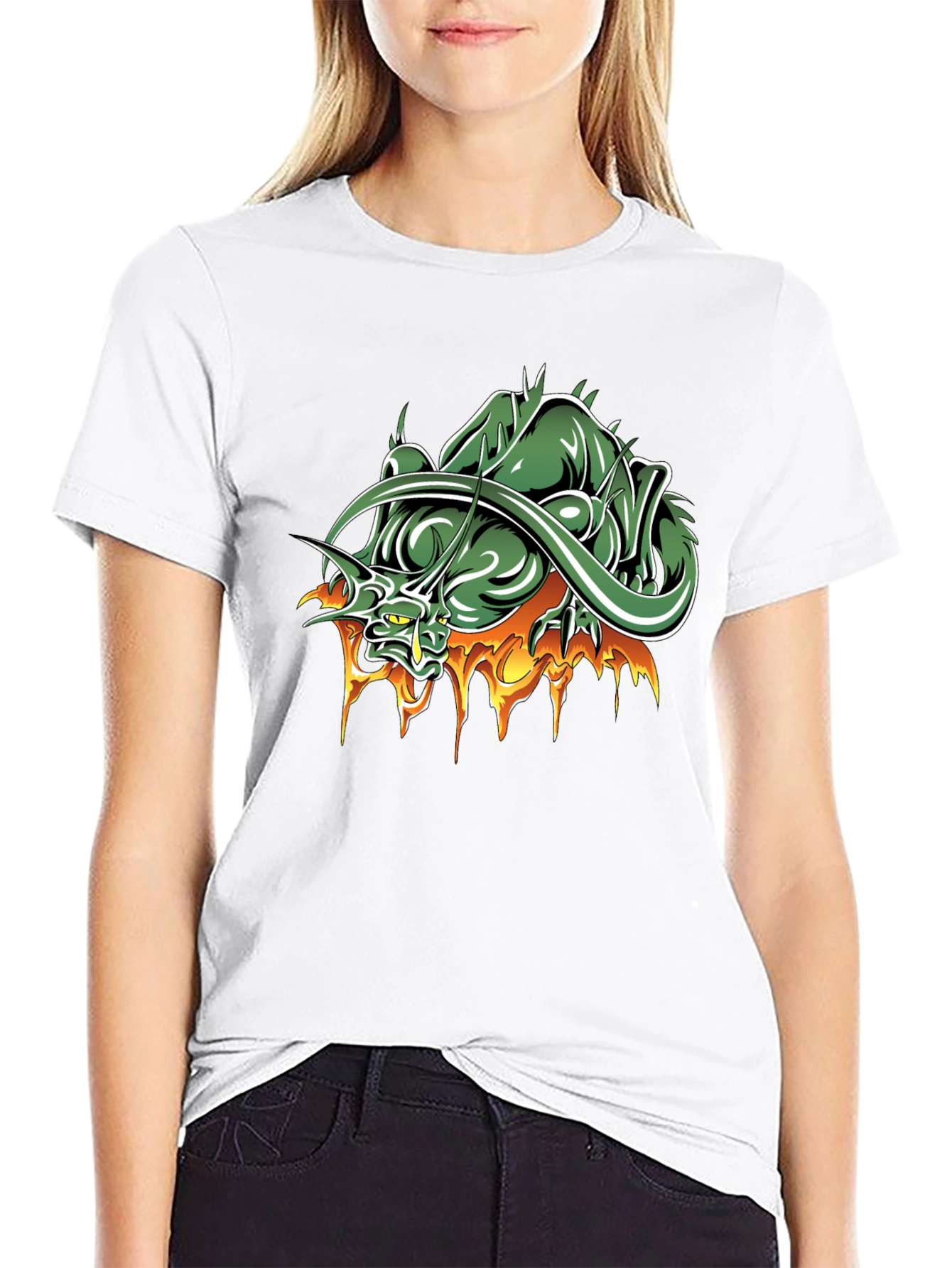 Mens Black T-Shirt with Dragon Graphic
