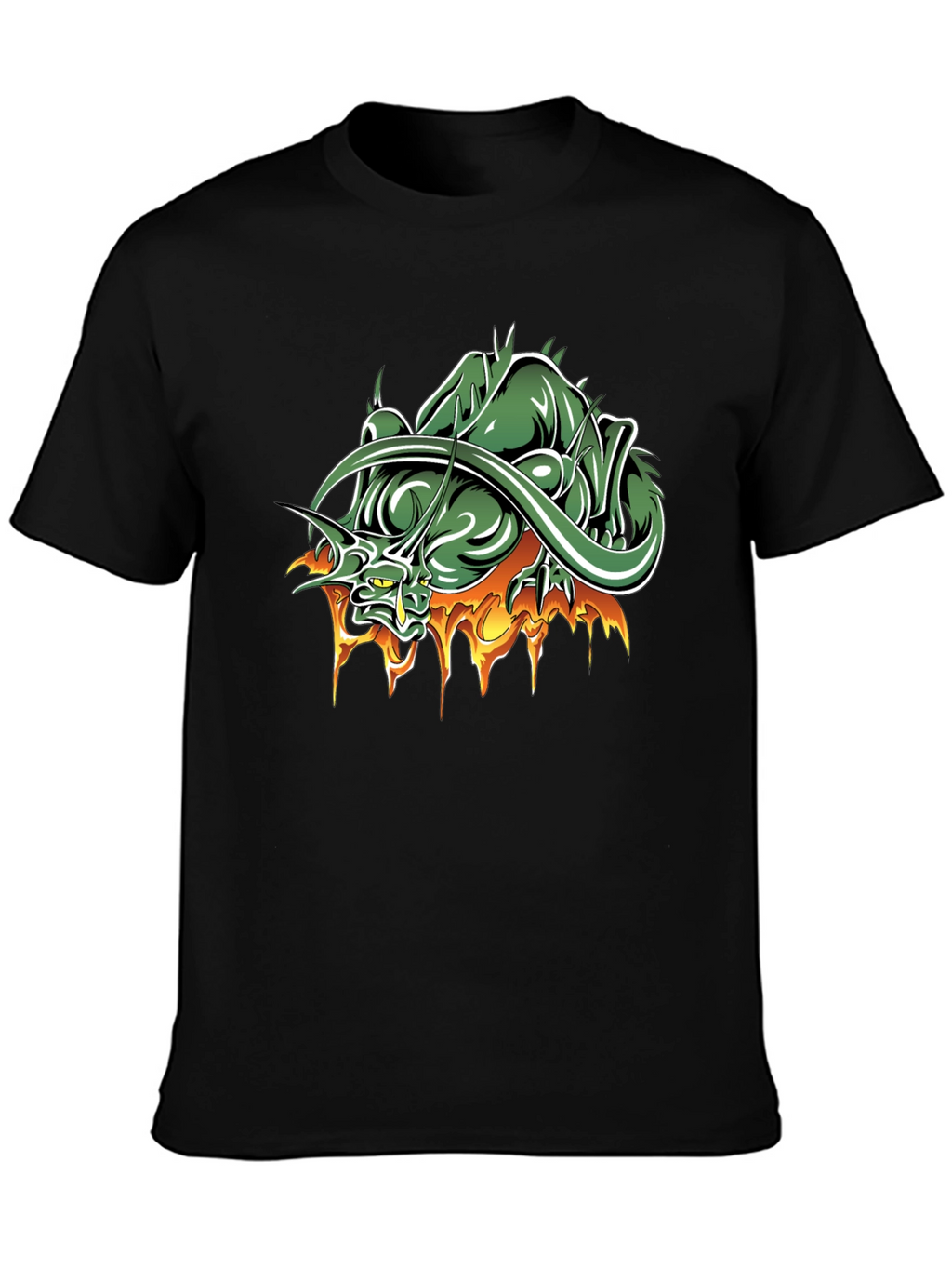 Mens Black T-Shirt with Dragon Graphic