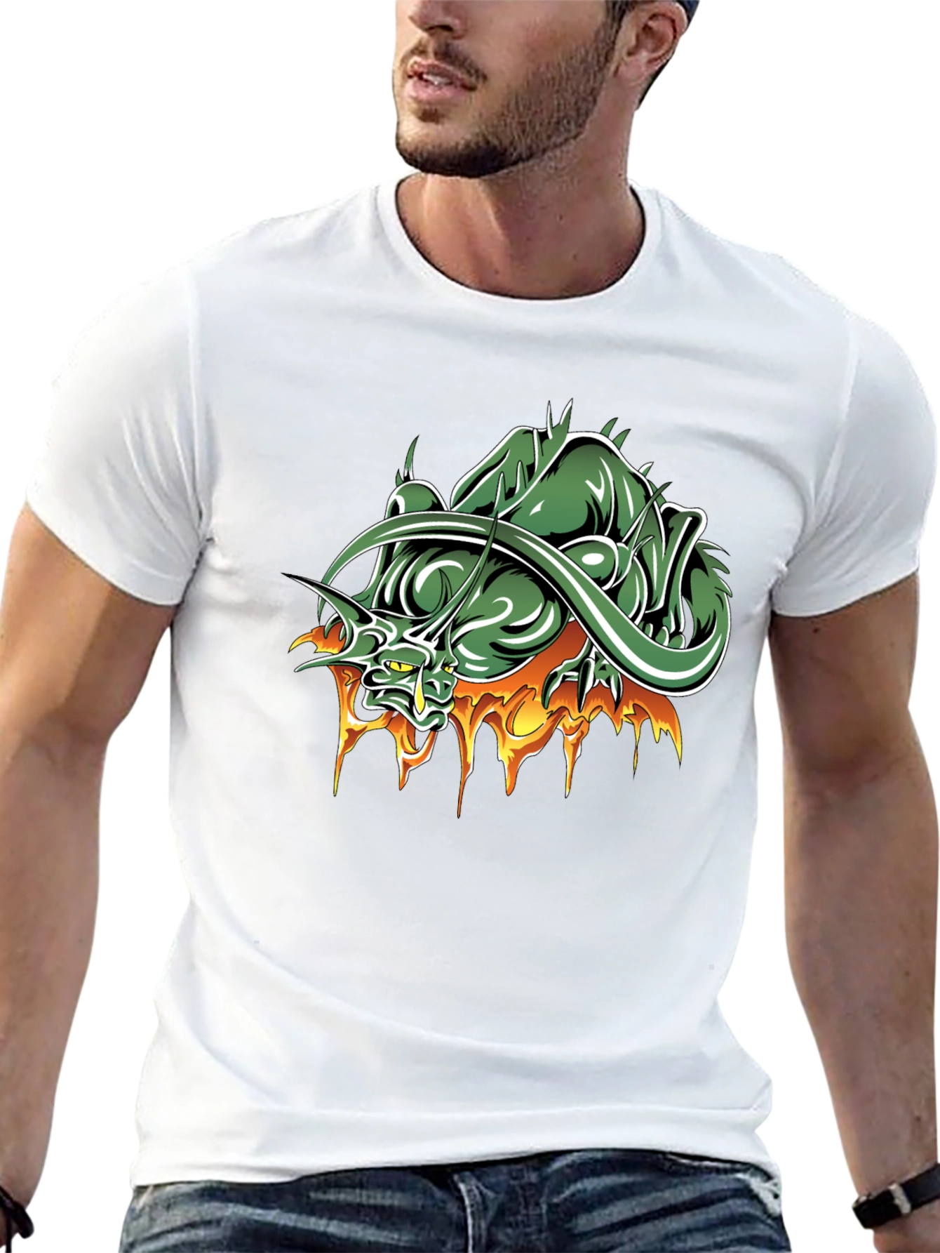 Mens Black T-Shirt with Dragon Graphic