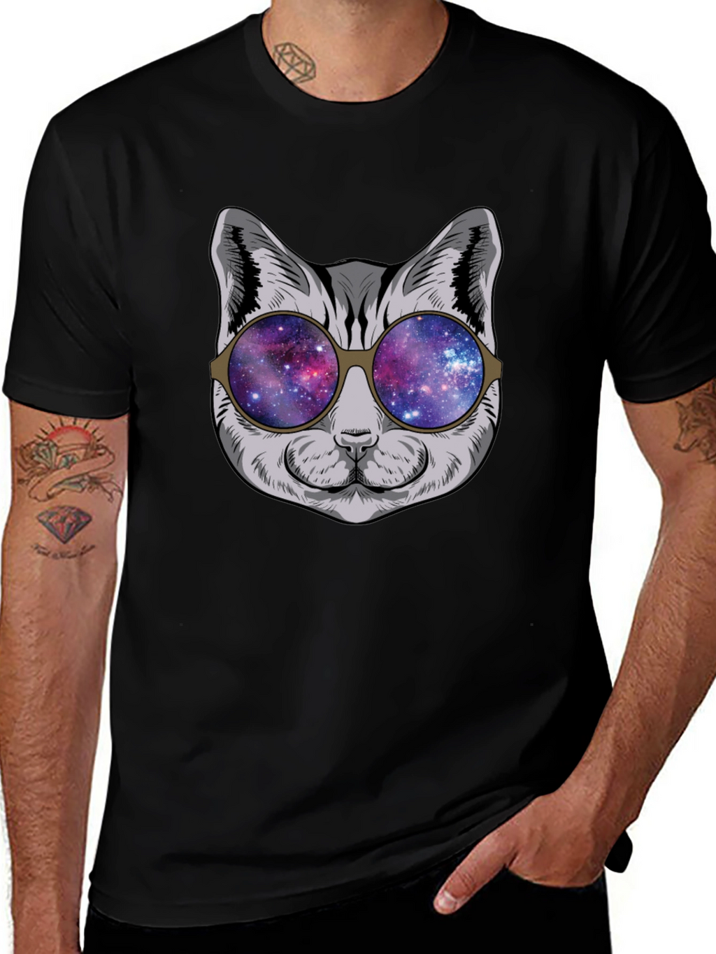 Cool Cat Galaxy Sunglasses Graphic Tee