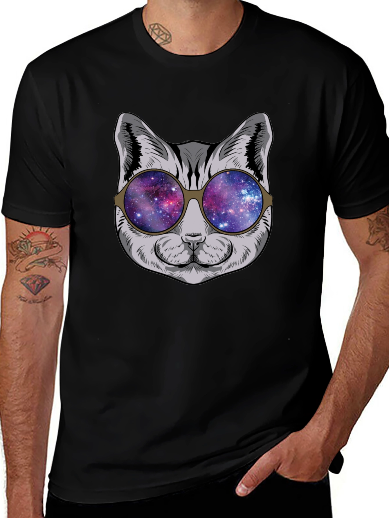 Cool Cat Galaxy Sunglasses Graphic Tee