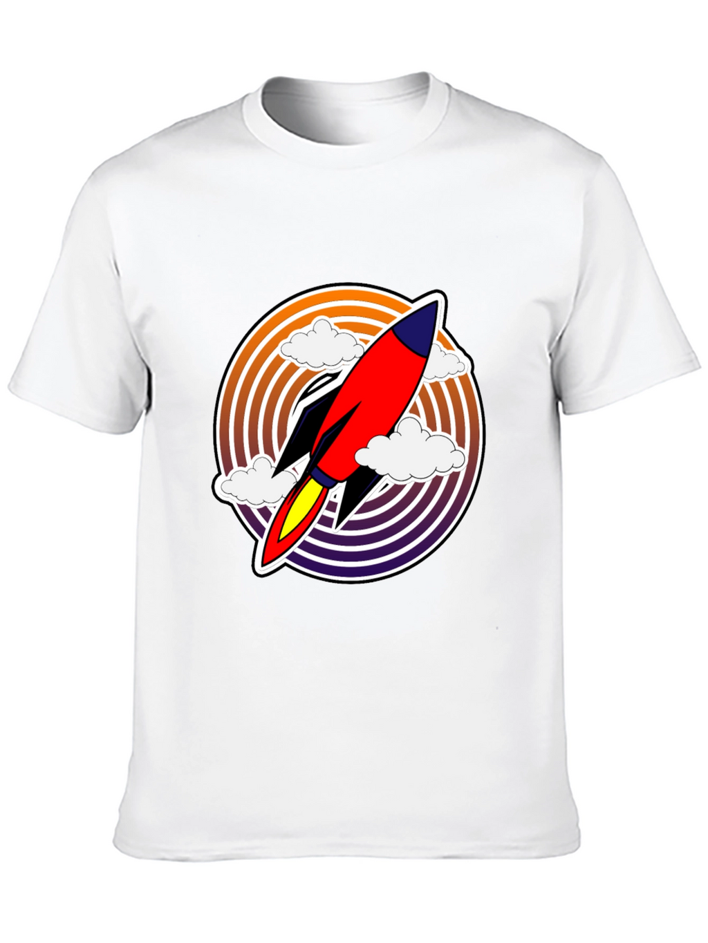 Retro Rocket Launch T-Shirt - Black Graphic Tee