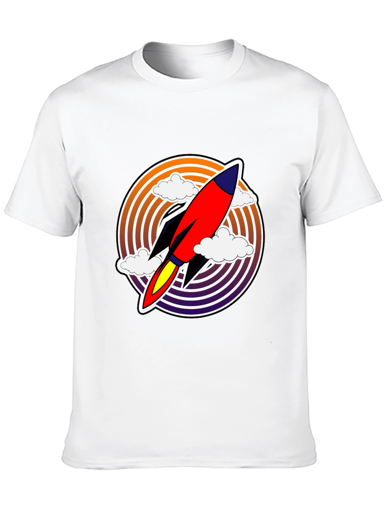 Retro Rocket Launch T-Shirt - Black Graphic Tee