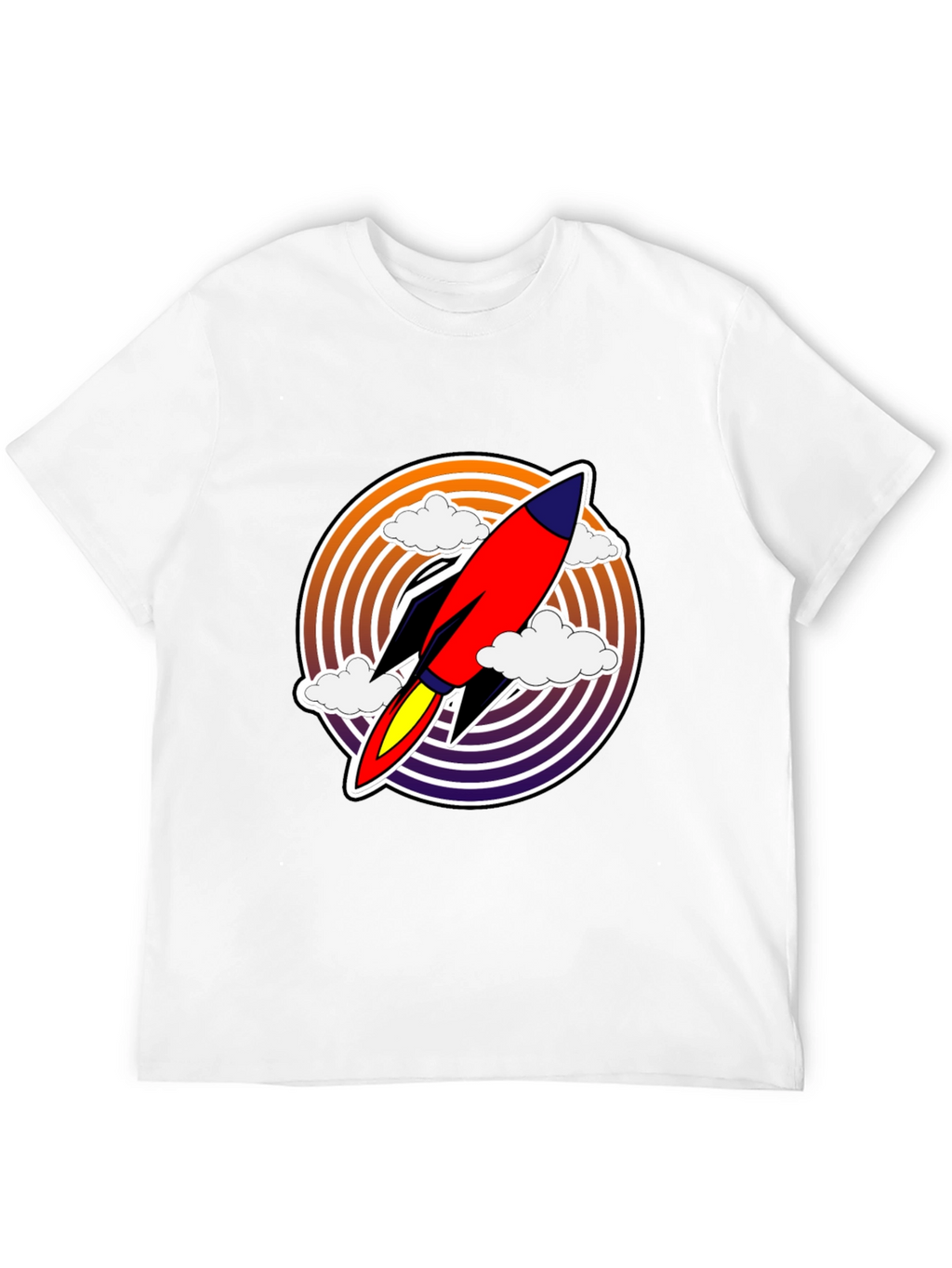 Retro Rocket Launch T-Shirt - Black Graphic Tee