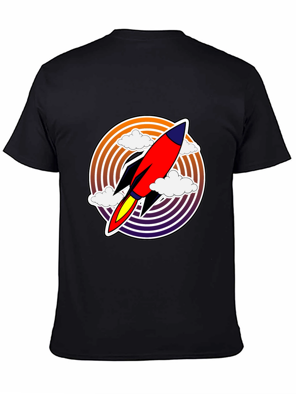 Retro Rocket Launch T-Shirt - Black Graphic Tee