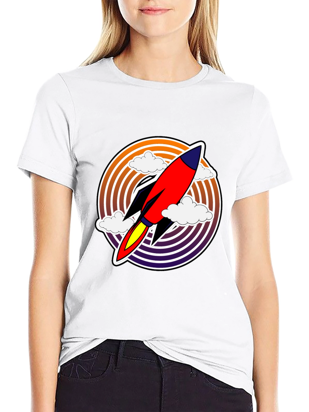 Retro Rocket Launch T-Shirt - Black Graphic Tee