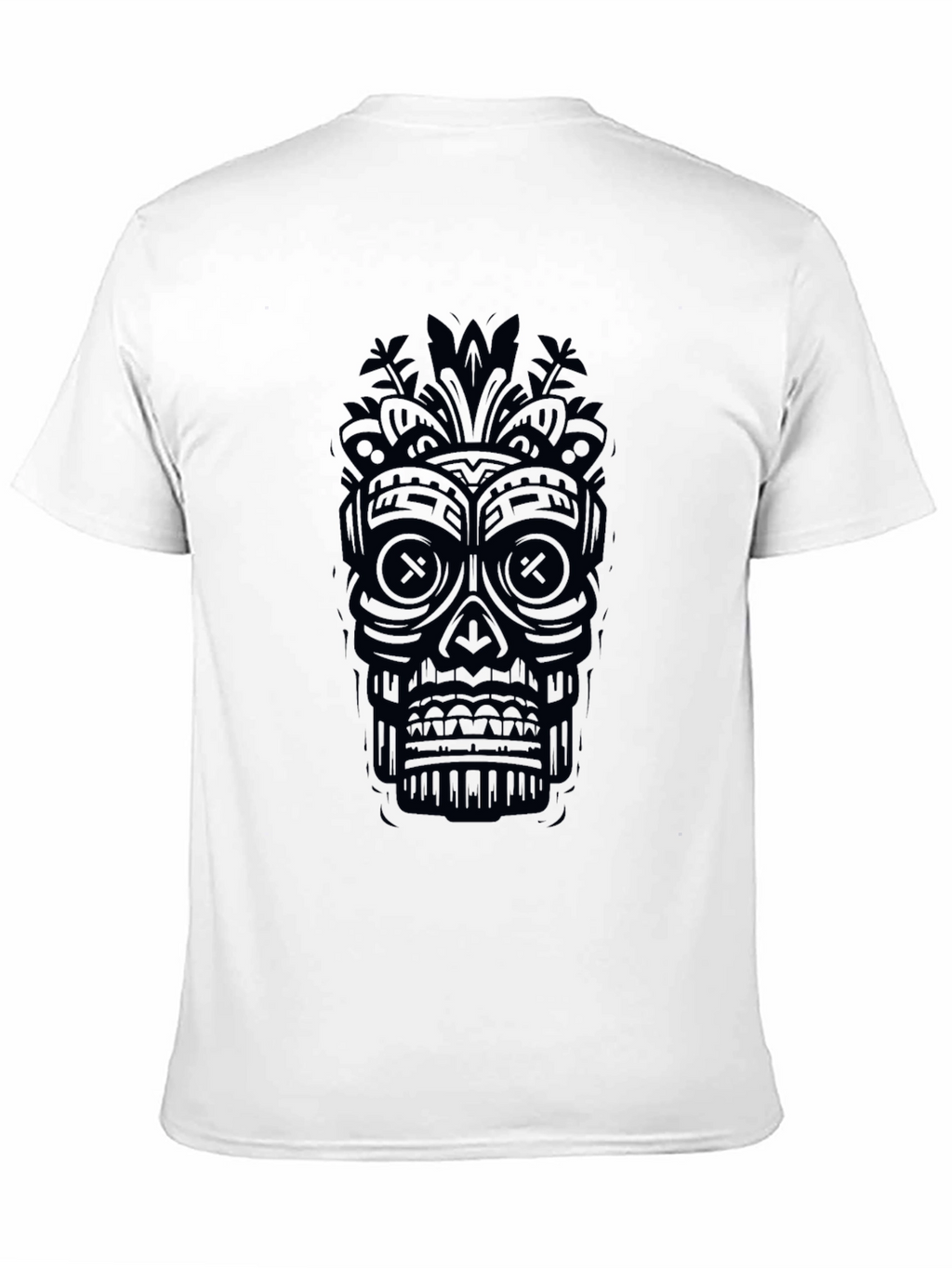 Black Tiki Skull Graphic Tee - Unique Design
