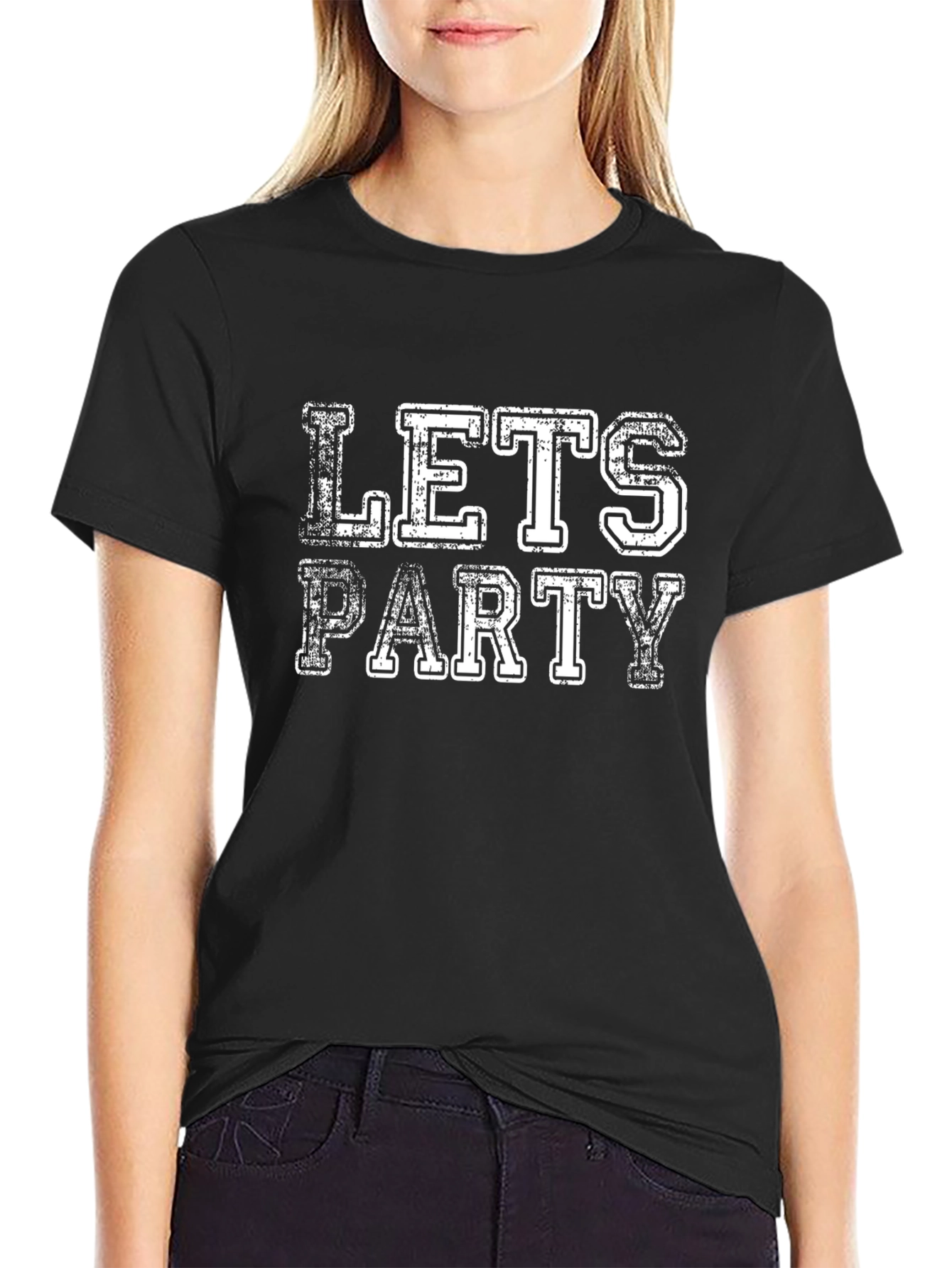 Lets Party Graphic Tee - Black Cotton T-Shirt