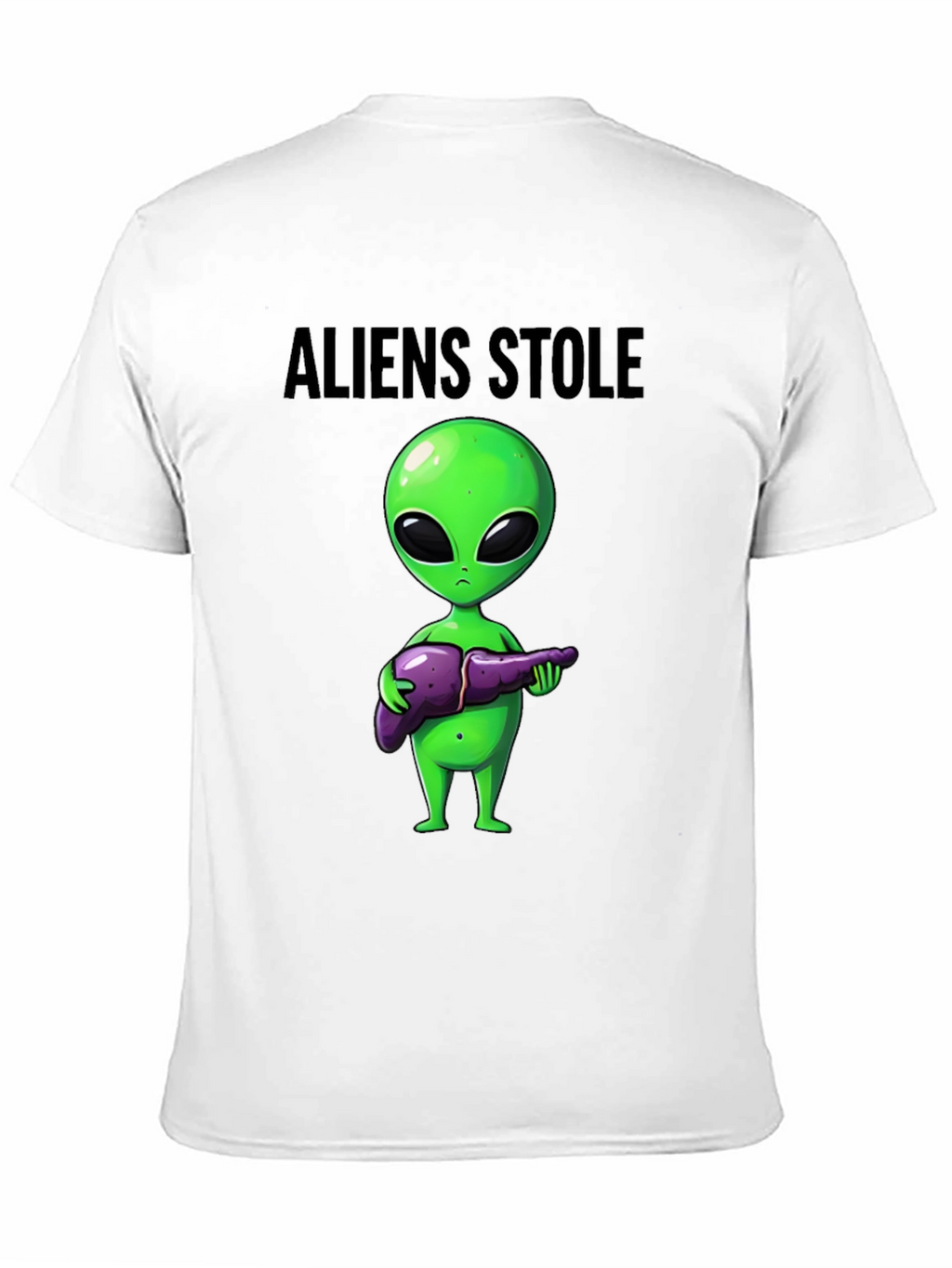 Aliens Stole My Liver Black T-Shirt