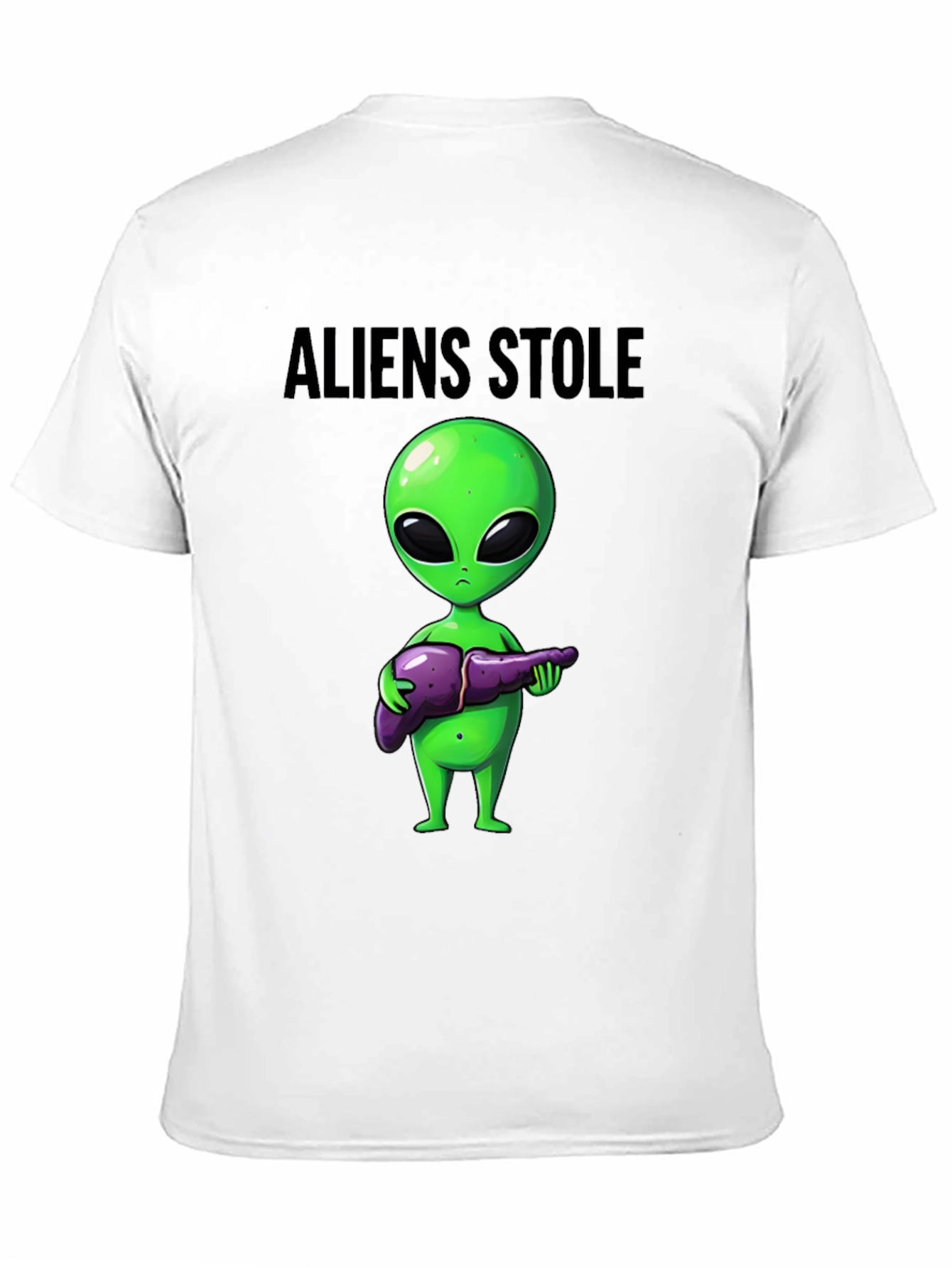 Aliens Stole My Liver Black T-Shirt